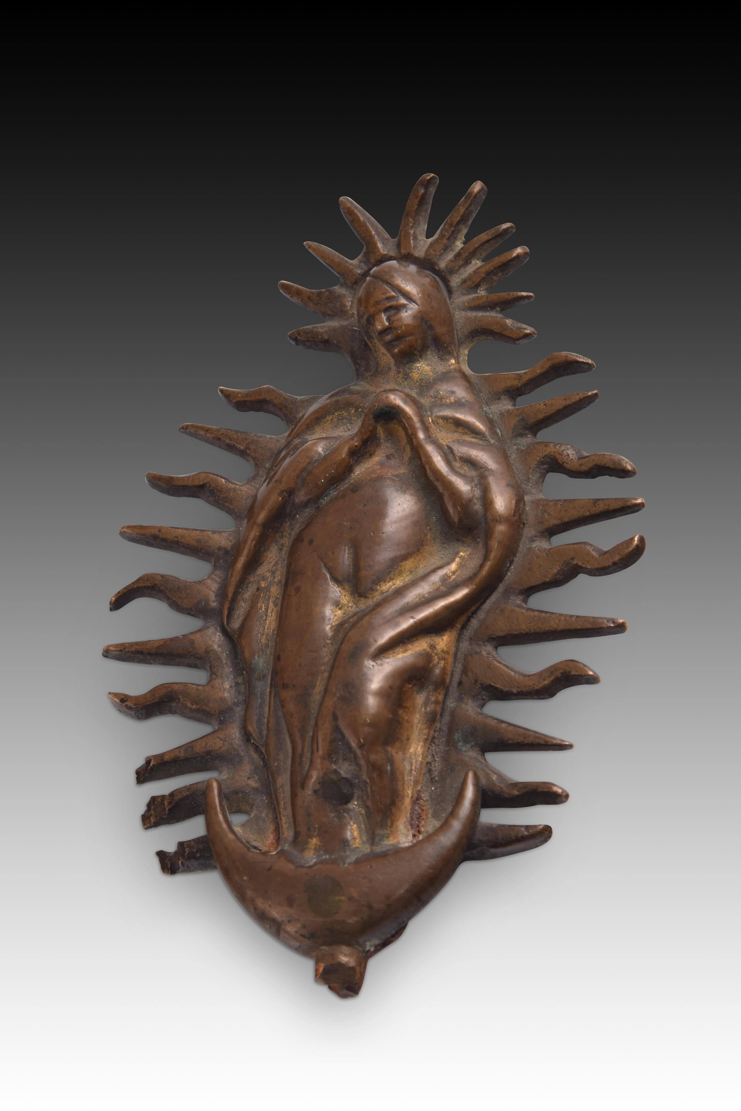 Immaculate Conception. Bronze. Spanish school, 17th century. In Fair Condition In Madrid, ES
