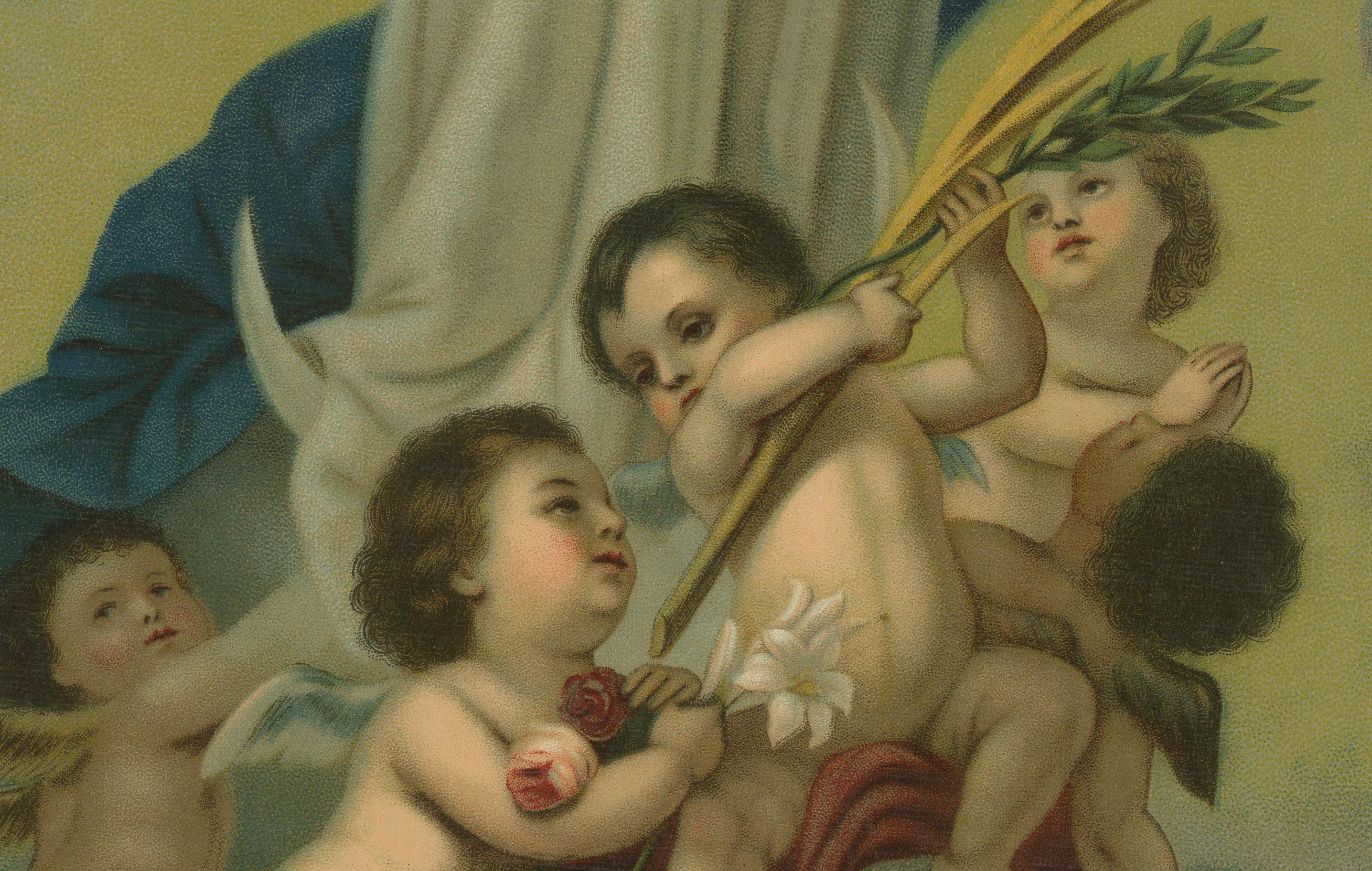 20th Century Immaculate Conception, c.1900 German Devotional Chromolithograph, ca.1900 For Sale