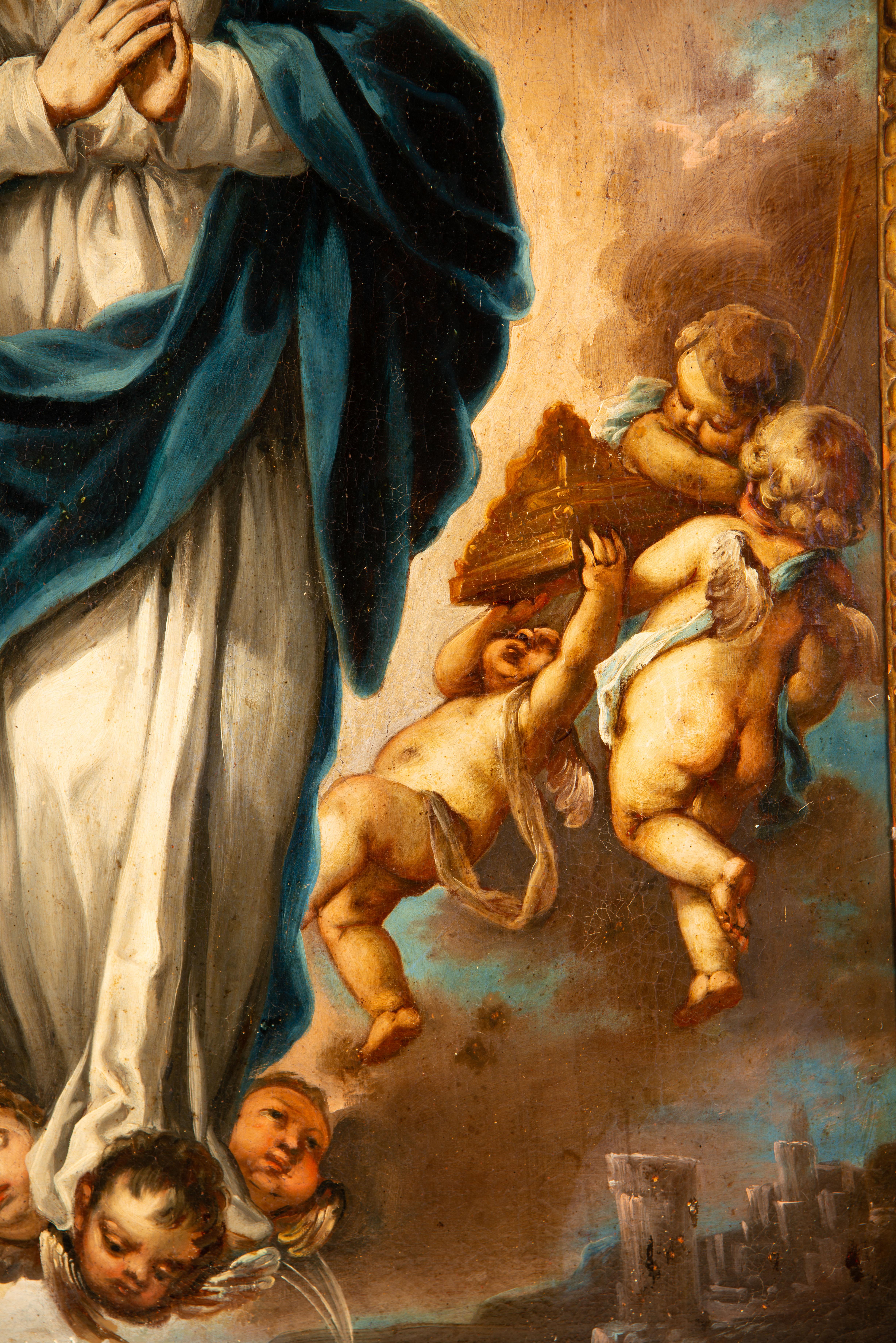 Sud-américain Immaculée Conception. Huile sur toile. École coloniale, 18e siècle. en vente