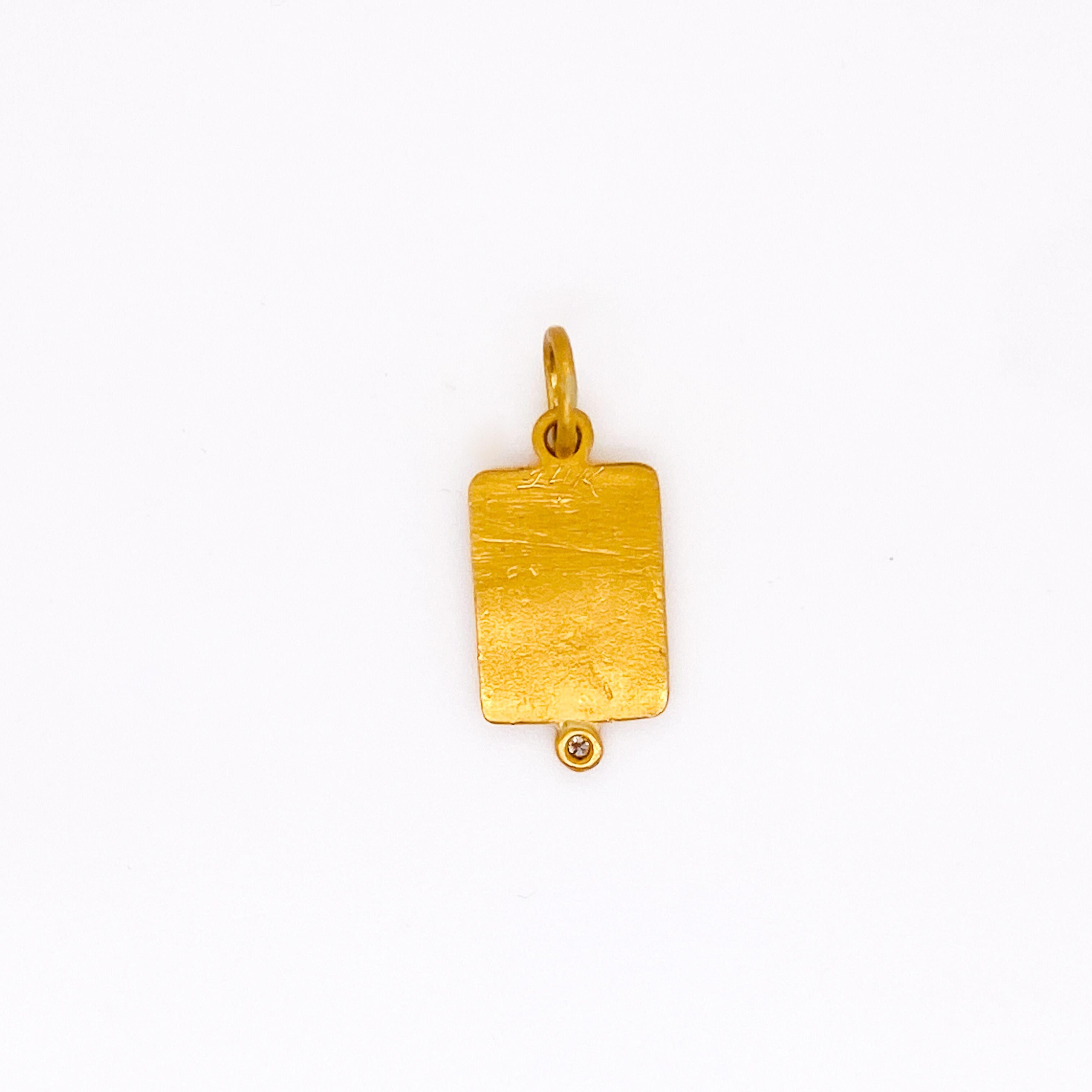 Moderne Pendentif catholique en or jaune 24 carats avec breloque Immaculée Cœur Sacré de Jésus en vente