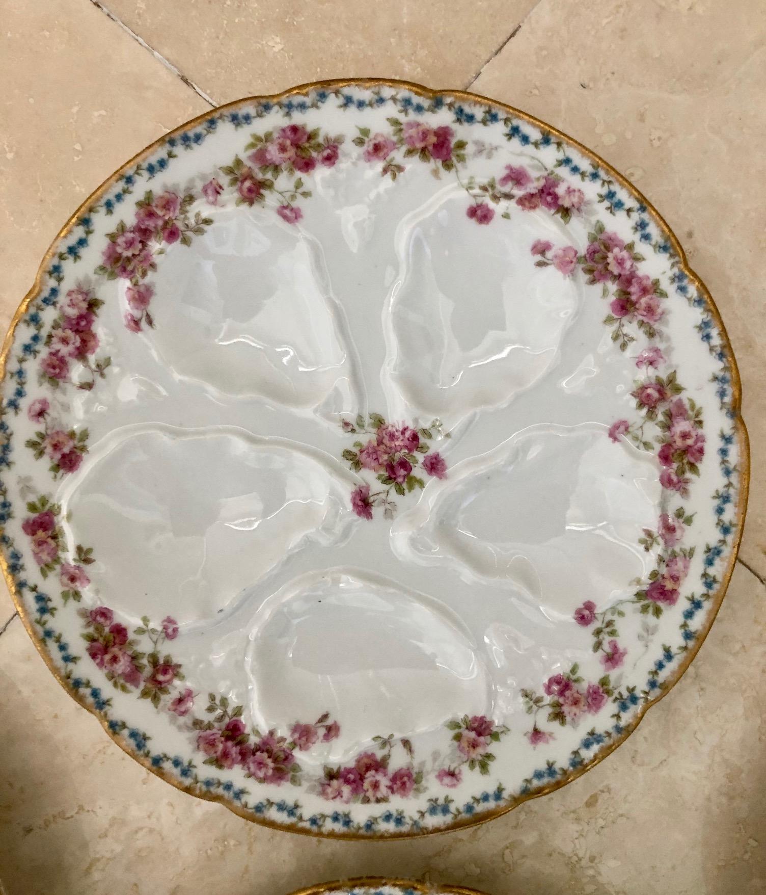 Immaculate Set of Six French Limoges Oyster Plates For Sale 3