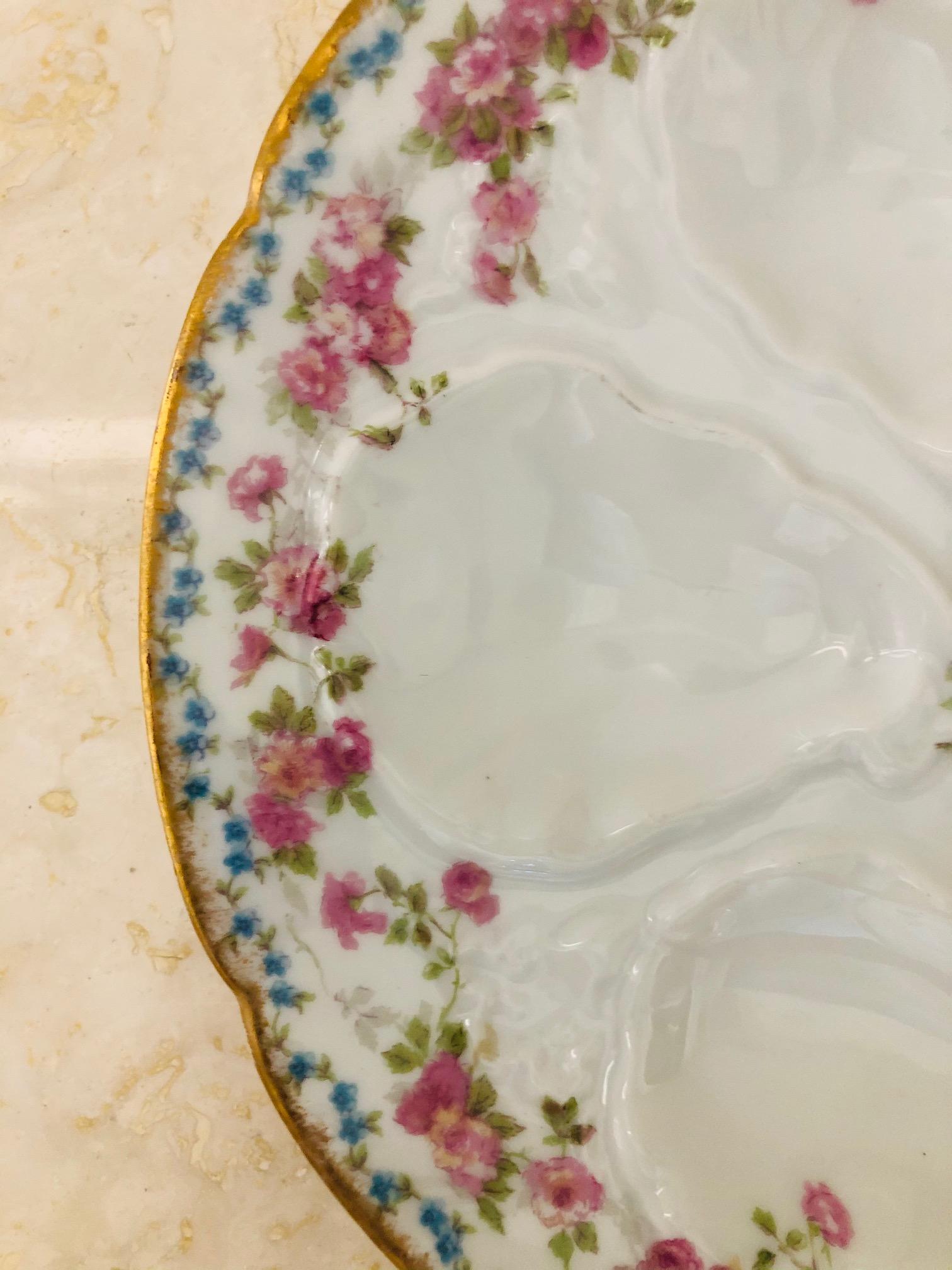 Porcelain Immaculate Set of Six French Limoges Oyster Plates For Sale