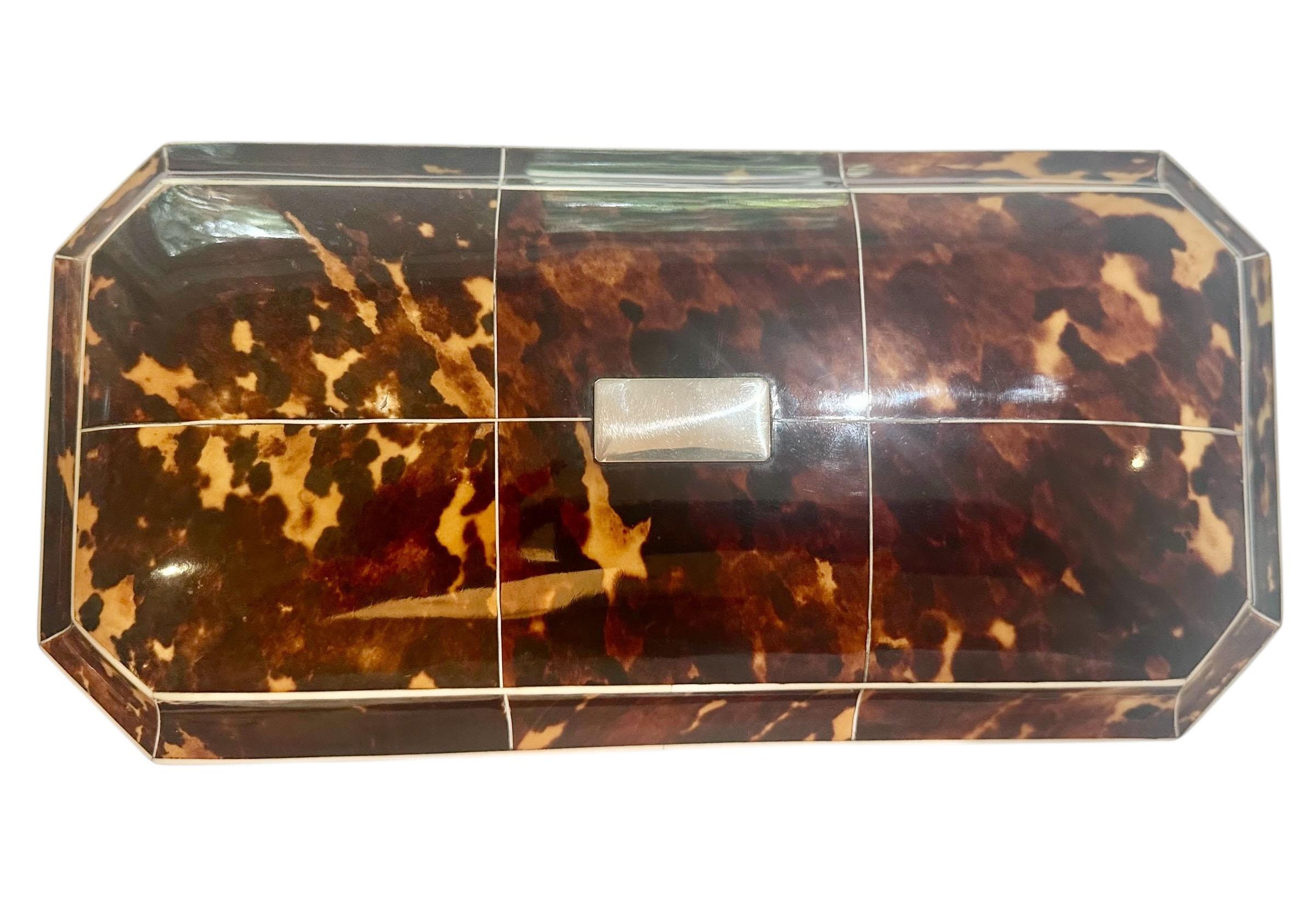 Early 19th Century Immaculate Tortoiseshell Tea Caddy For Sale