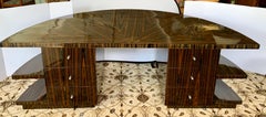 Immense Art Deco Macassar Sculptural Curved Desk Writing Table