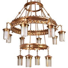 Immense Arts 
Crafts Twelve-Lantern Chandeliers