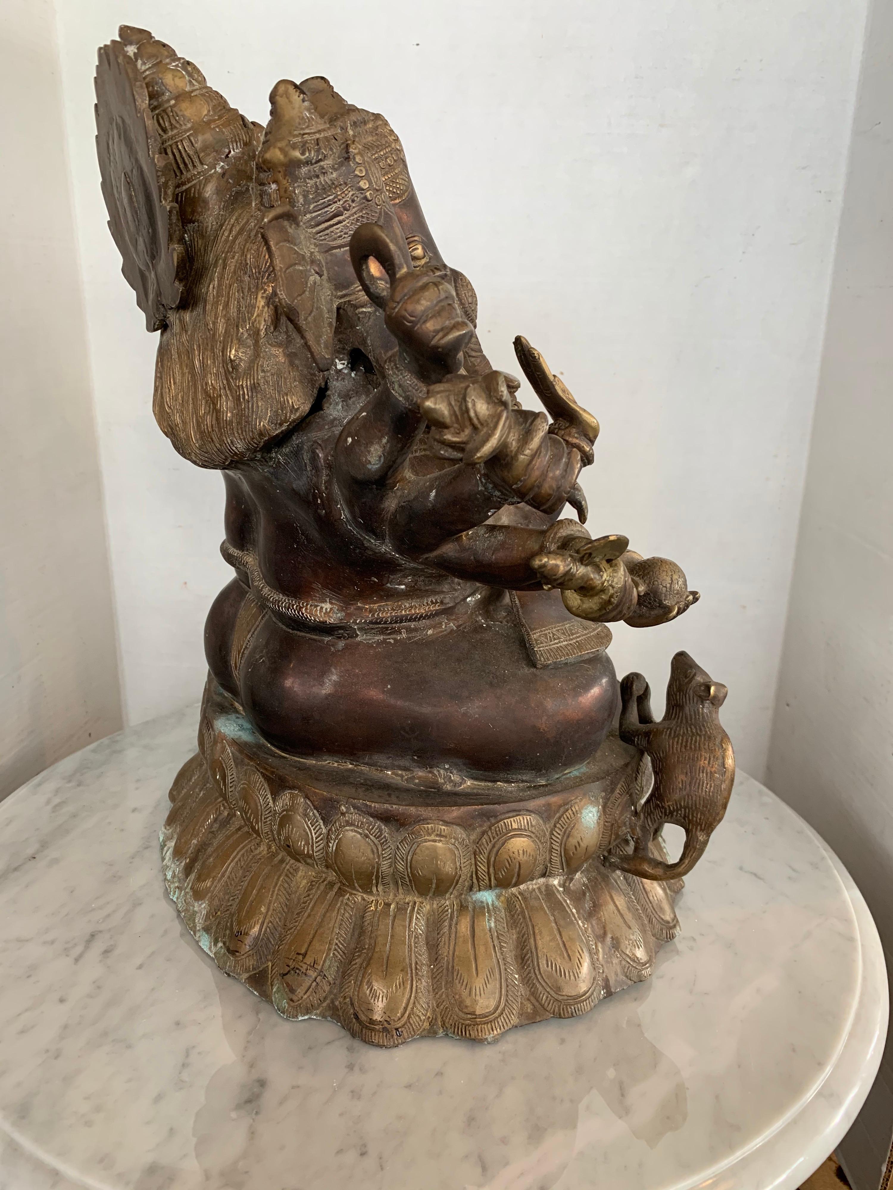 Immense Bronze Extra Large Ganesha Ganesh Carved Sculpture Statue Art 2