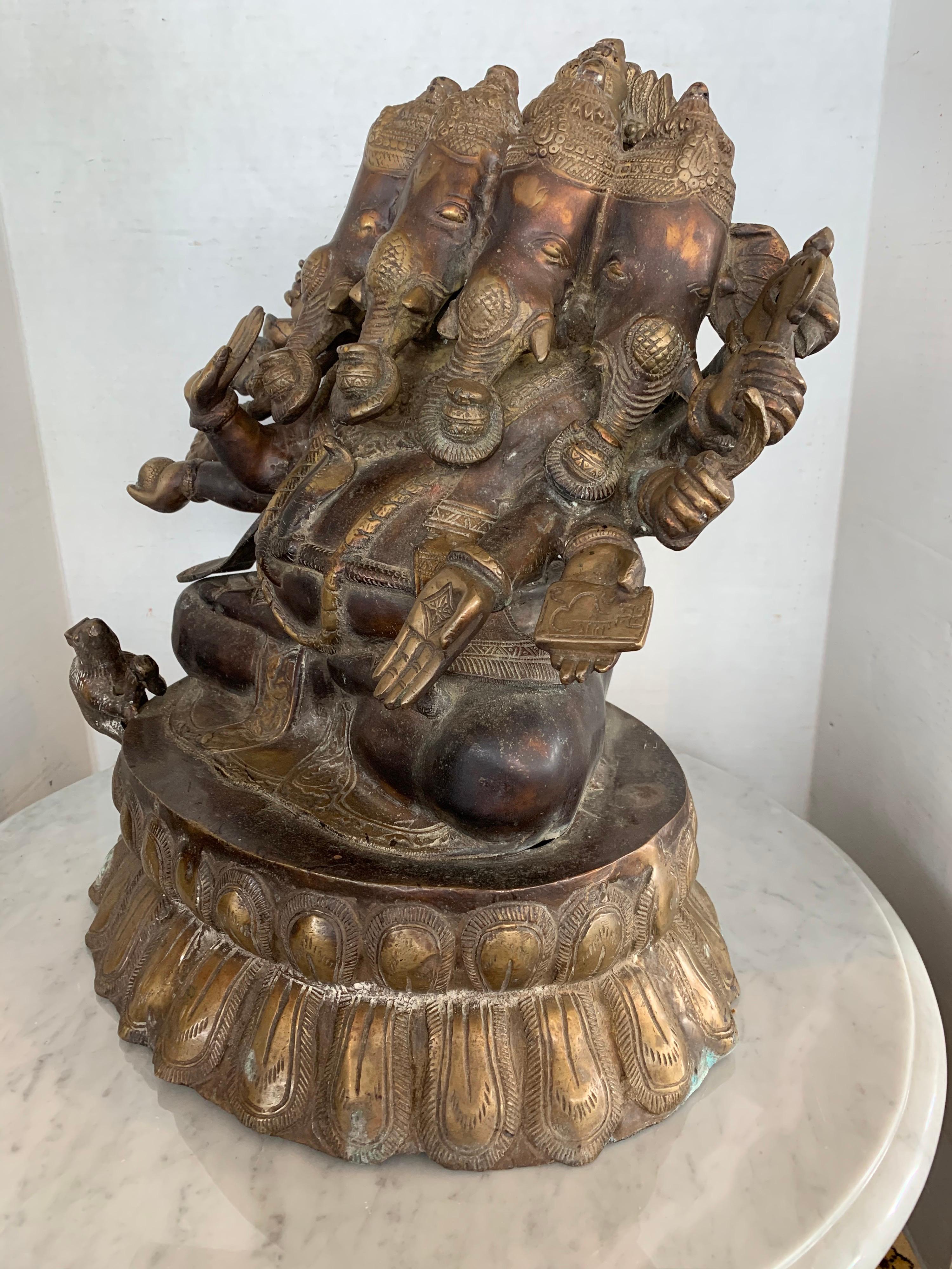 Immense Bronze Extra Large Ganesha Ganesh Carved Sculpture Statue Art In Good Condition In West Hartford, CT