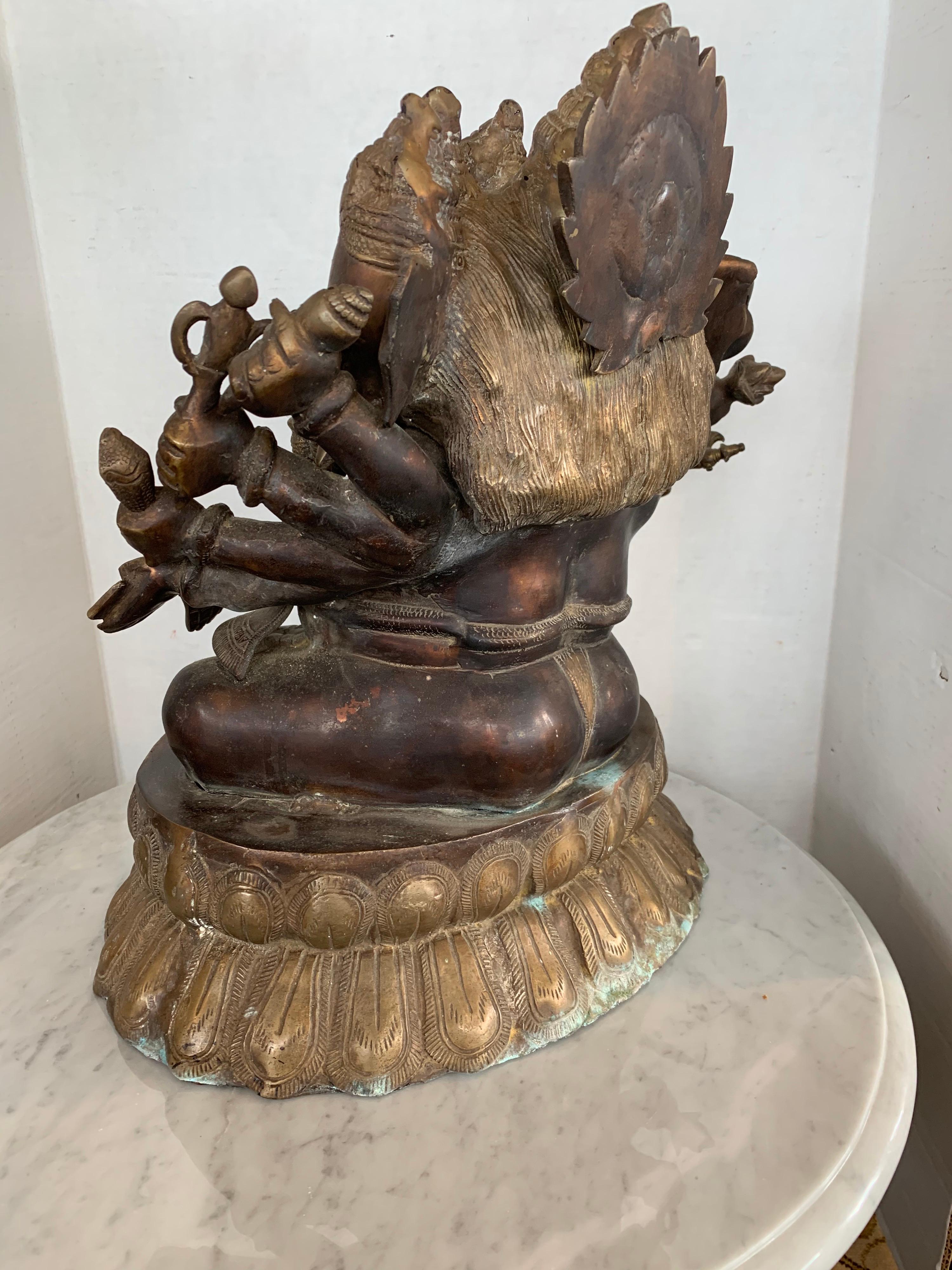 20th Century Immense Bronze Extra Large Ganesha Ganesh Carved Sculpture Statue Art