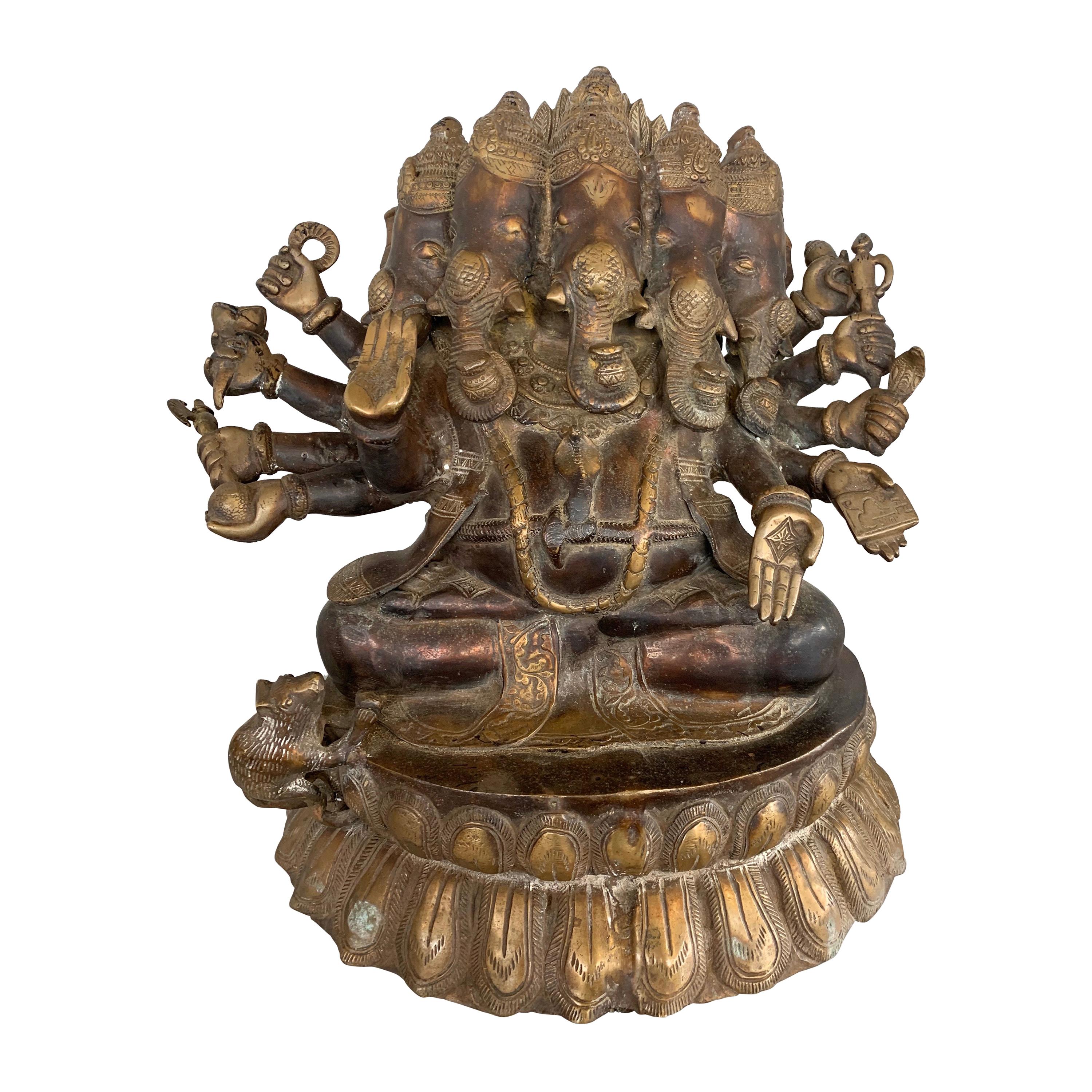 Immense Bronze Extra Large Ganesha Ganesh Carved Sculpture Statue Art