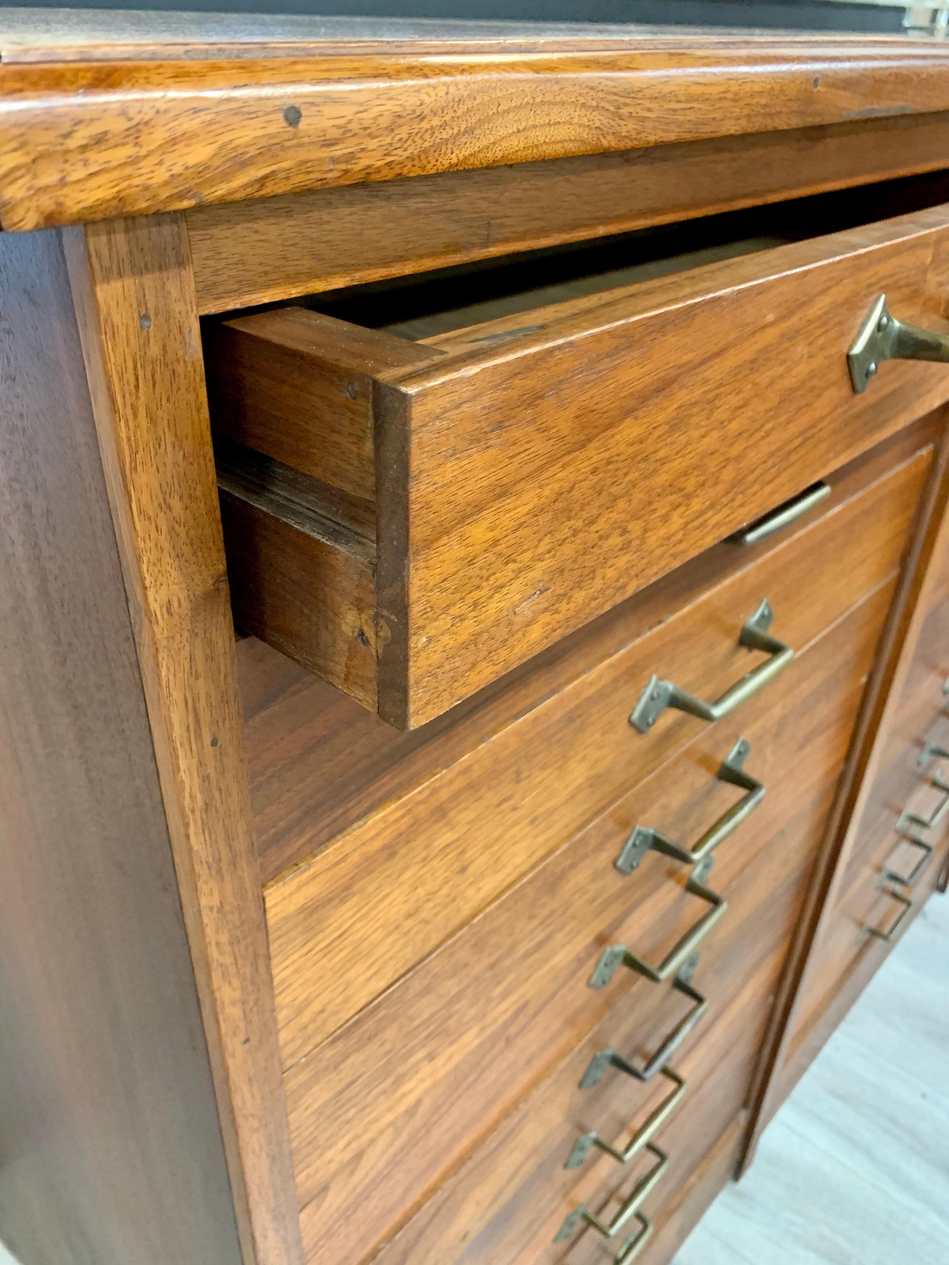 Mid-Century Modern Immense Cherrywood Twenty-Drawer Flat File Cabinet Chest