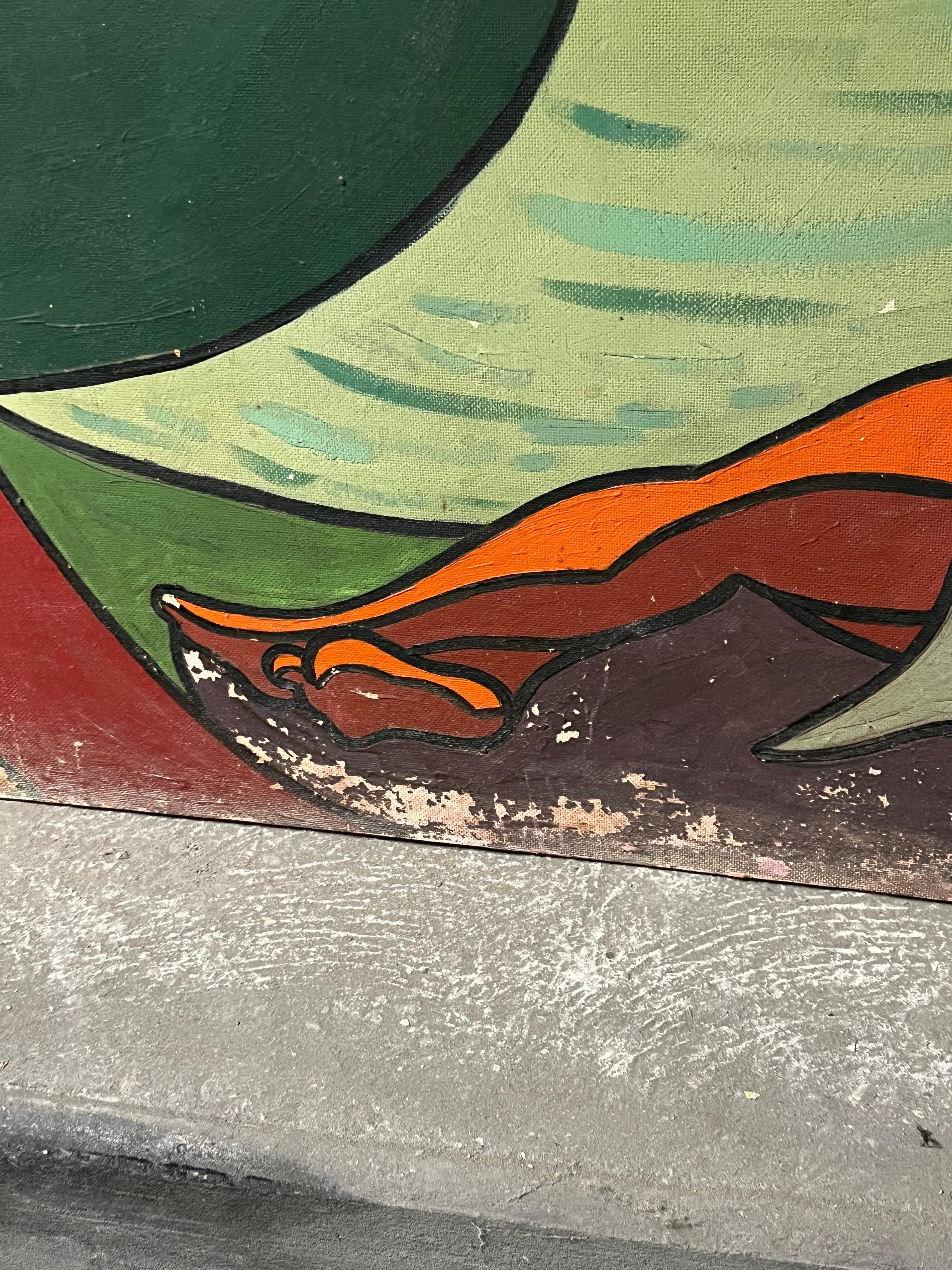 Immense diptyque 1959 huile sur panneau signé (Gemalt) im Angebot