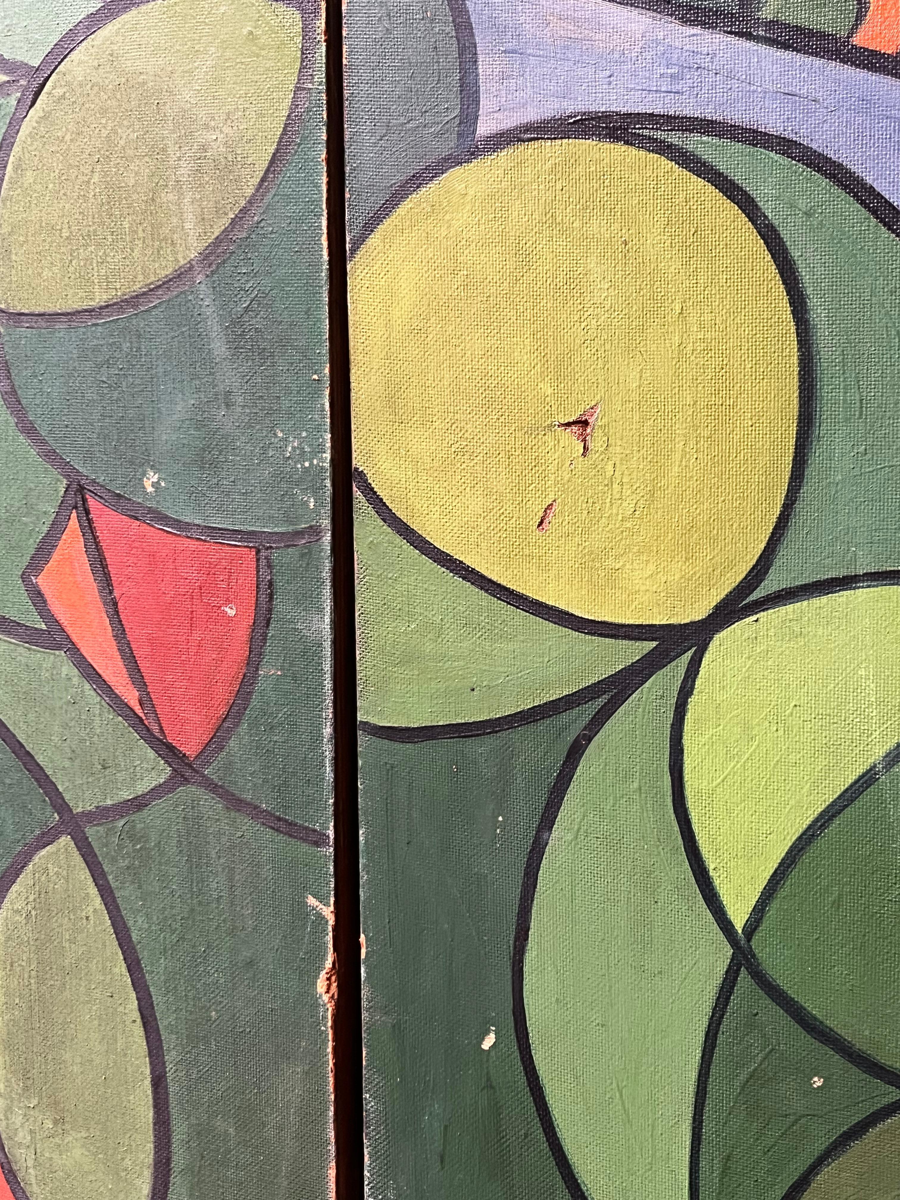 Immense diptyque 1959 huile sur panneau signé (Mitte des 20. Jahrhunderts) im Angebot