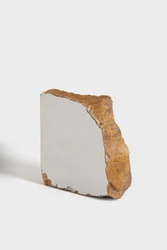 Immersione mirror in Giallo Siena marble and steel mirror by Duccio Maria Gambi