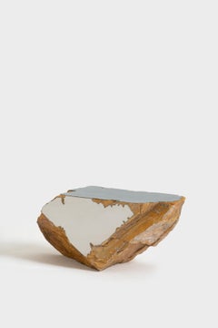 Immersione mirror in Giallo Siena marble and steel mirror by Duccio Maria Gambi