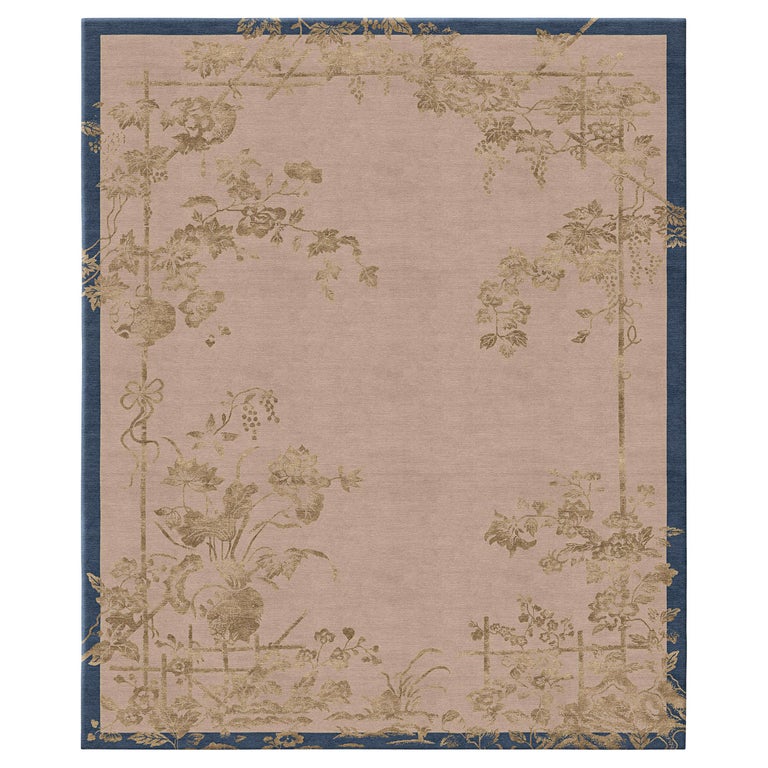 Immortality Grove Gold Leaf Hand Knotted Wool And Silk Rug 10 X