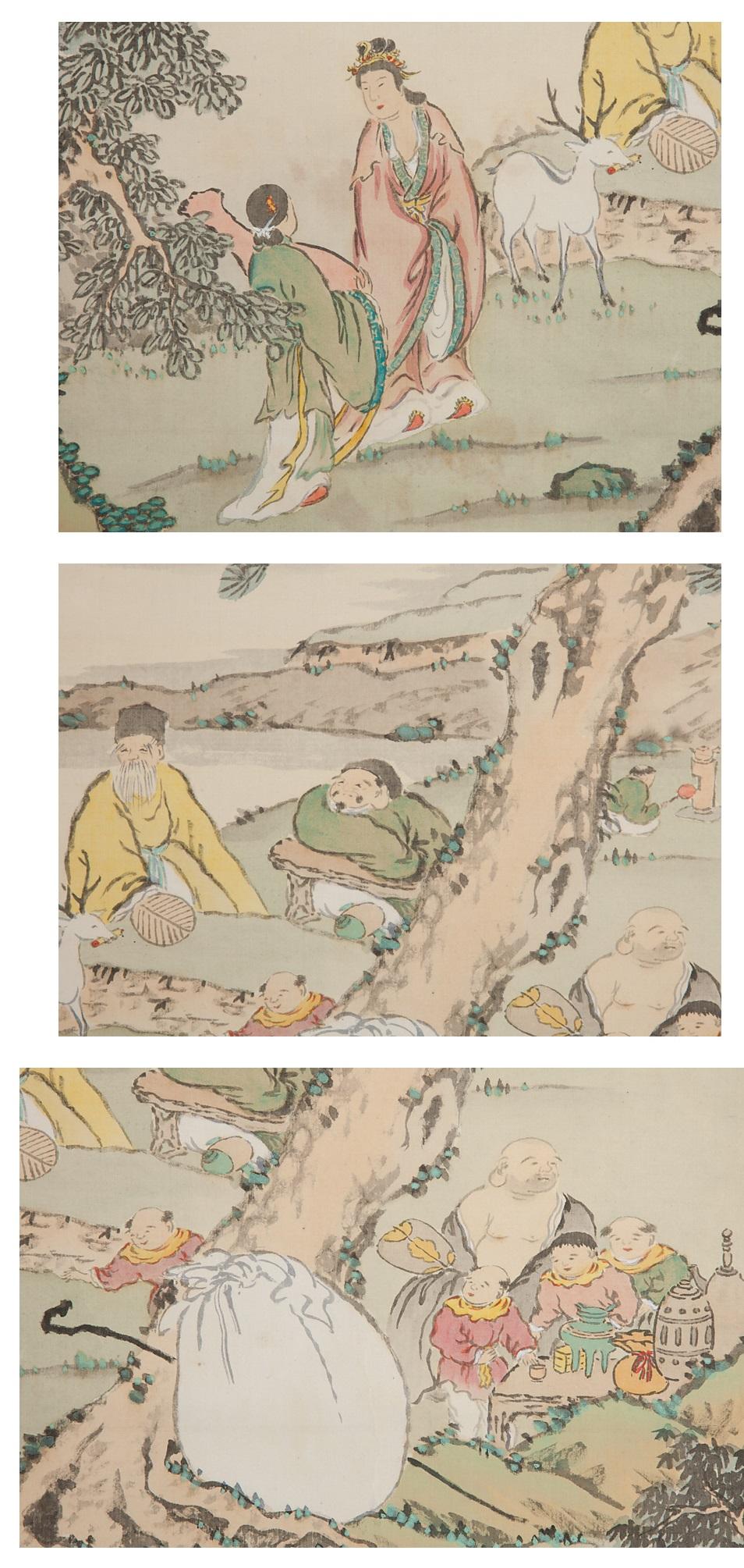 Japanese Immortals Nihonga Scene Meiji/Taisho Period Scroll Japan Artist Meiji Period For Sale