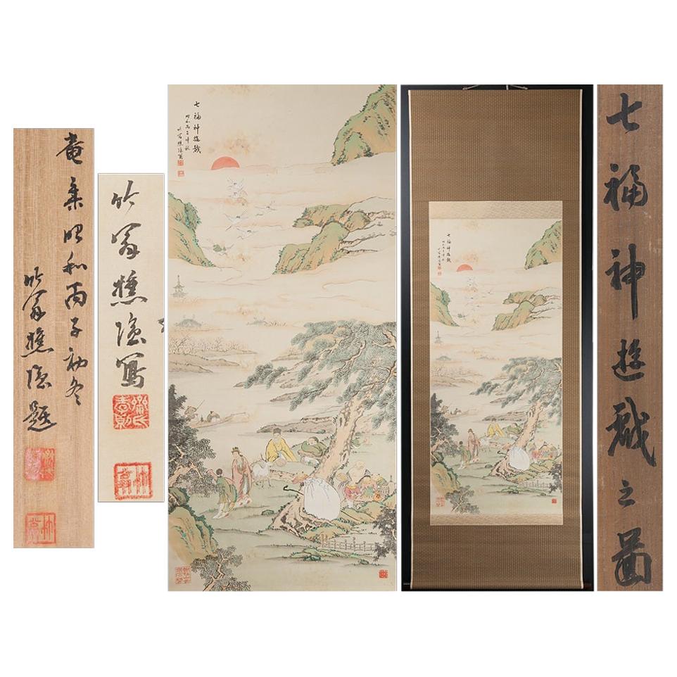 Immortals Nihonga Scene Meiji/Taisho Period Scroll Japan Artist Meiji Period