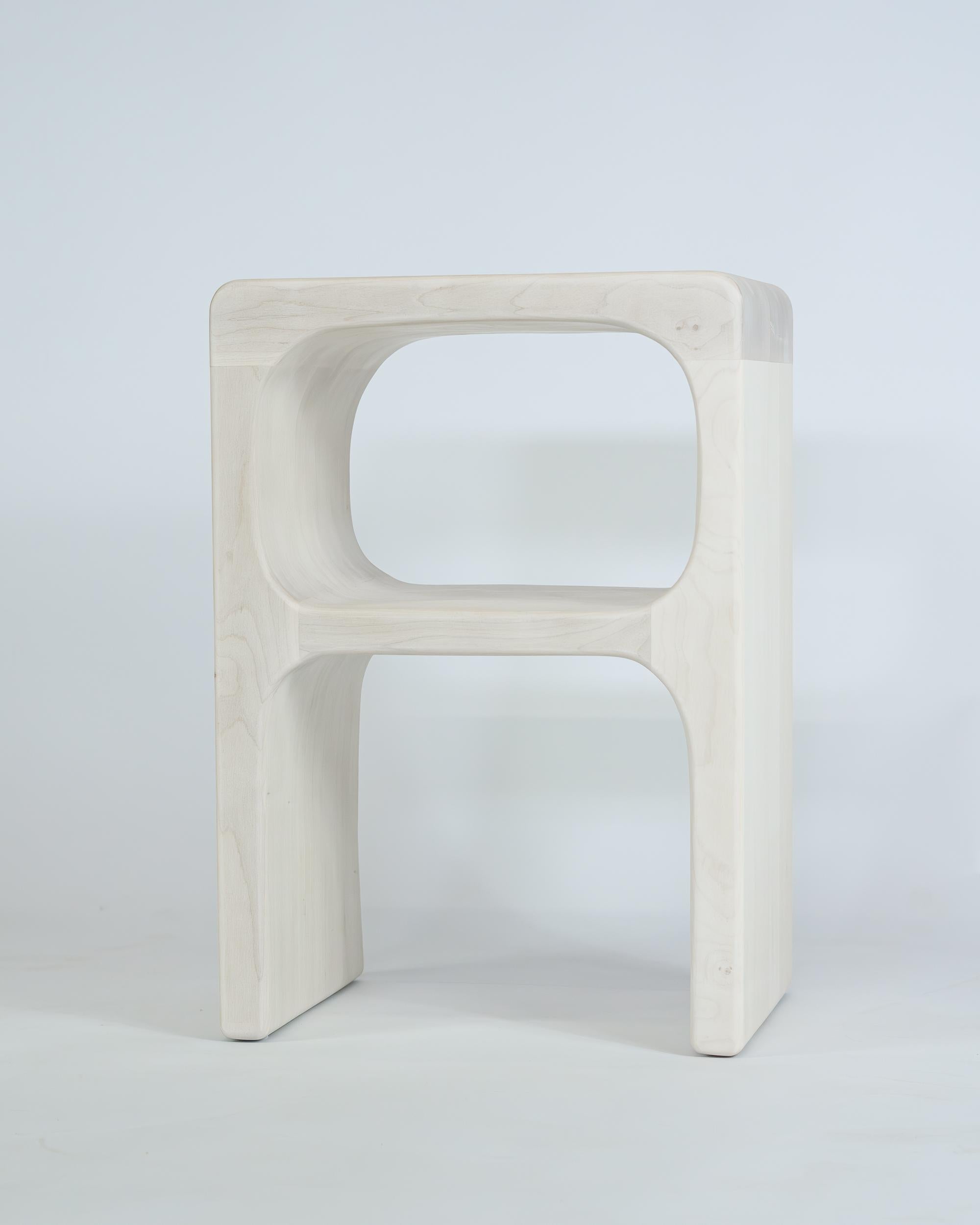 Sculpted Side Table - Bleached Maple For Sale 4