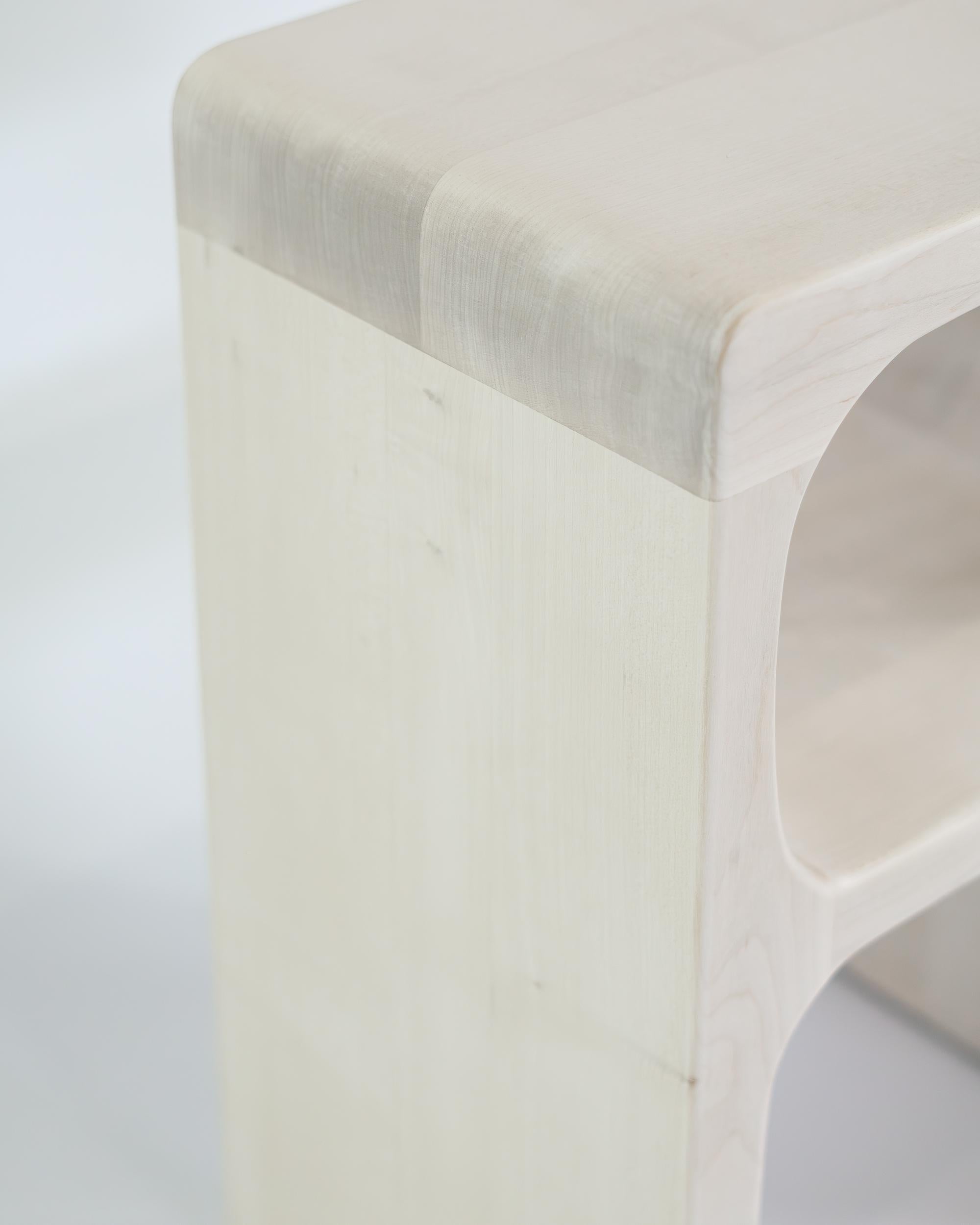 Sculpted Side Table - Bleached Maple For Sale 5