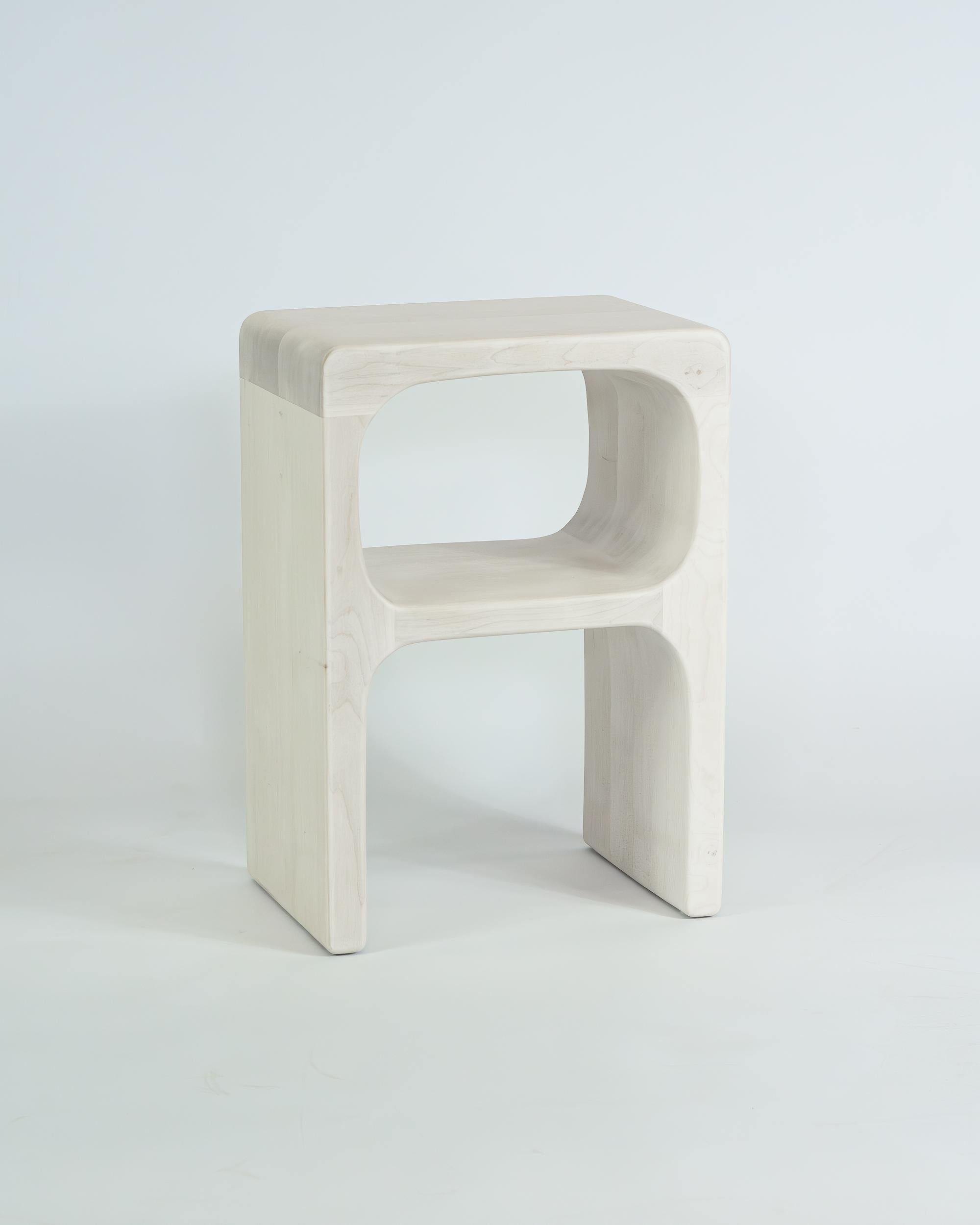 German Sculpted Side Table - Bleached Maple For Sale
