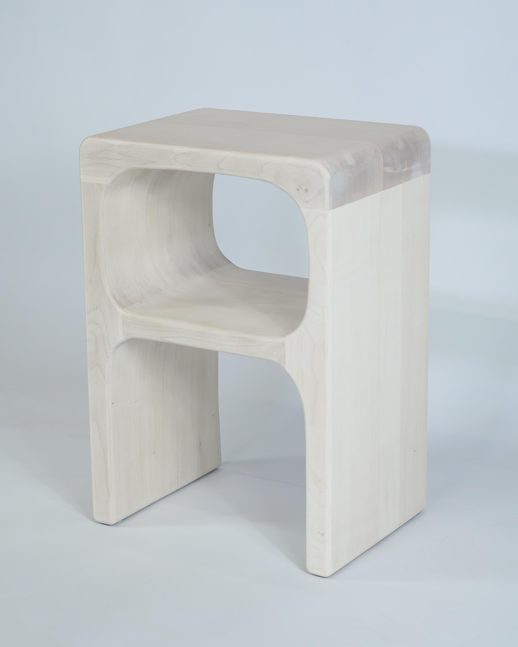 Sculpted Side Table - Bleached Maple For Sale 3