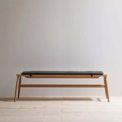 Imo Bench in Oak and Leather Black Pad