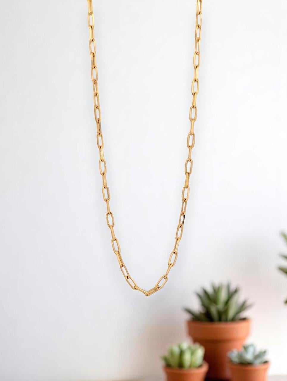 Art déco Imogen 18 Inch Paperclip Chain Necklace Dainty Elegant en or jaune 10k en vente