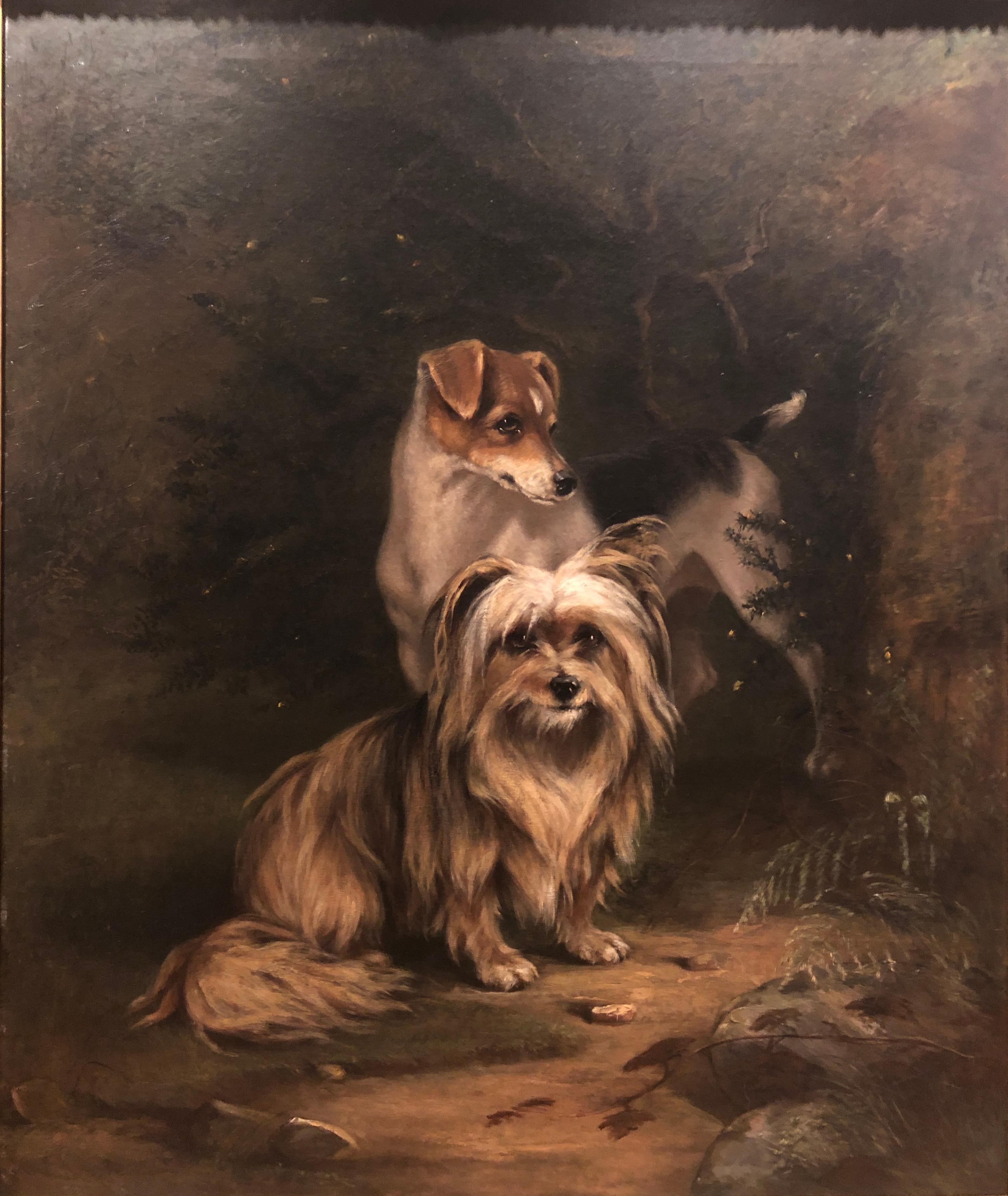 Animal Painting Imogen Mary Collier - Portrait de Jerry et Dot a Paire de Deux Anglais amis du 19ème Siècle