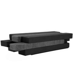 Impar Brazilian Contemporary Upholstered Displaced Bench by Lattoog