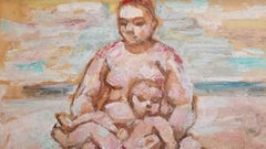 Impasto Expressionist Father and Child Figurative Art Painting