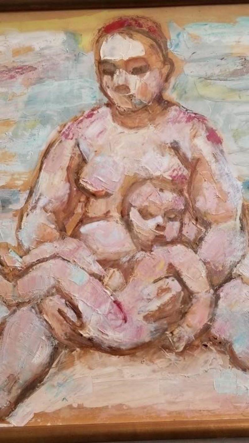 Impasto Expressionistisches Vater und Kind, figuratives Kunstgemälde (amerikanisch) im Angebot