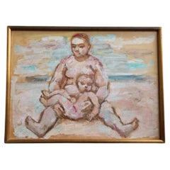 Impasto Expressionniste Père et Child Peinture d'art figuratif