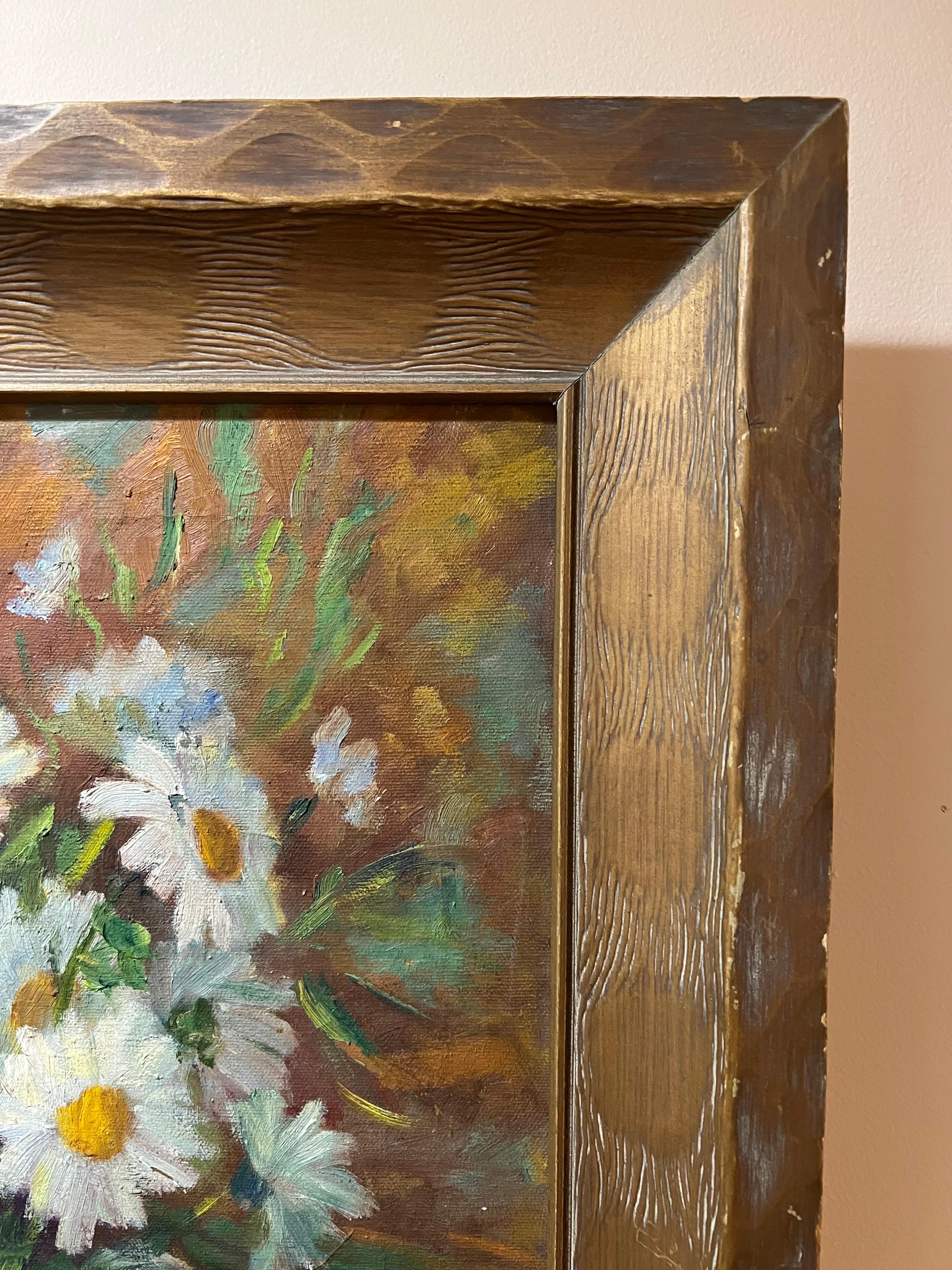 Peinture impressionniste de marguerites sur faïences dans le style de Van Gogh Bon état - En vente à Redding, CT
