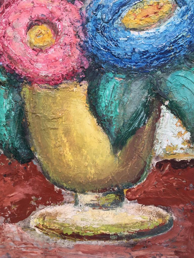 Mid-Century Modern Impasto Oil Painting Floral Still Life 1960s style of William Dobell
