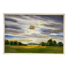 Impasto Plein air Pastoral Landscape with Sunset