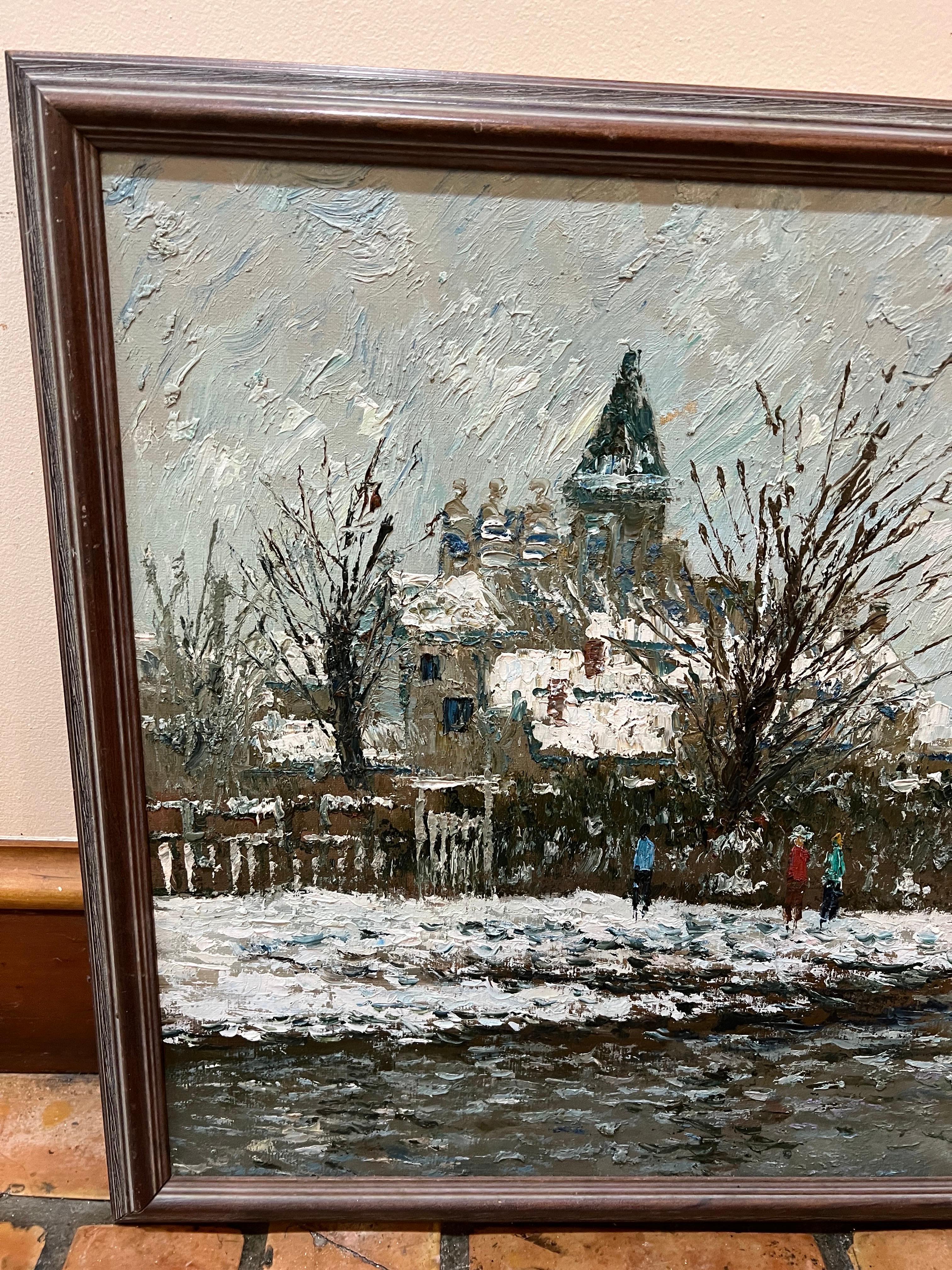 Impasto Winter Scene Oil on Canvas by American Artist David Crespi For Sale 3