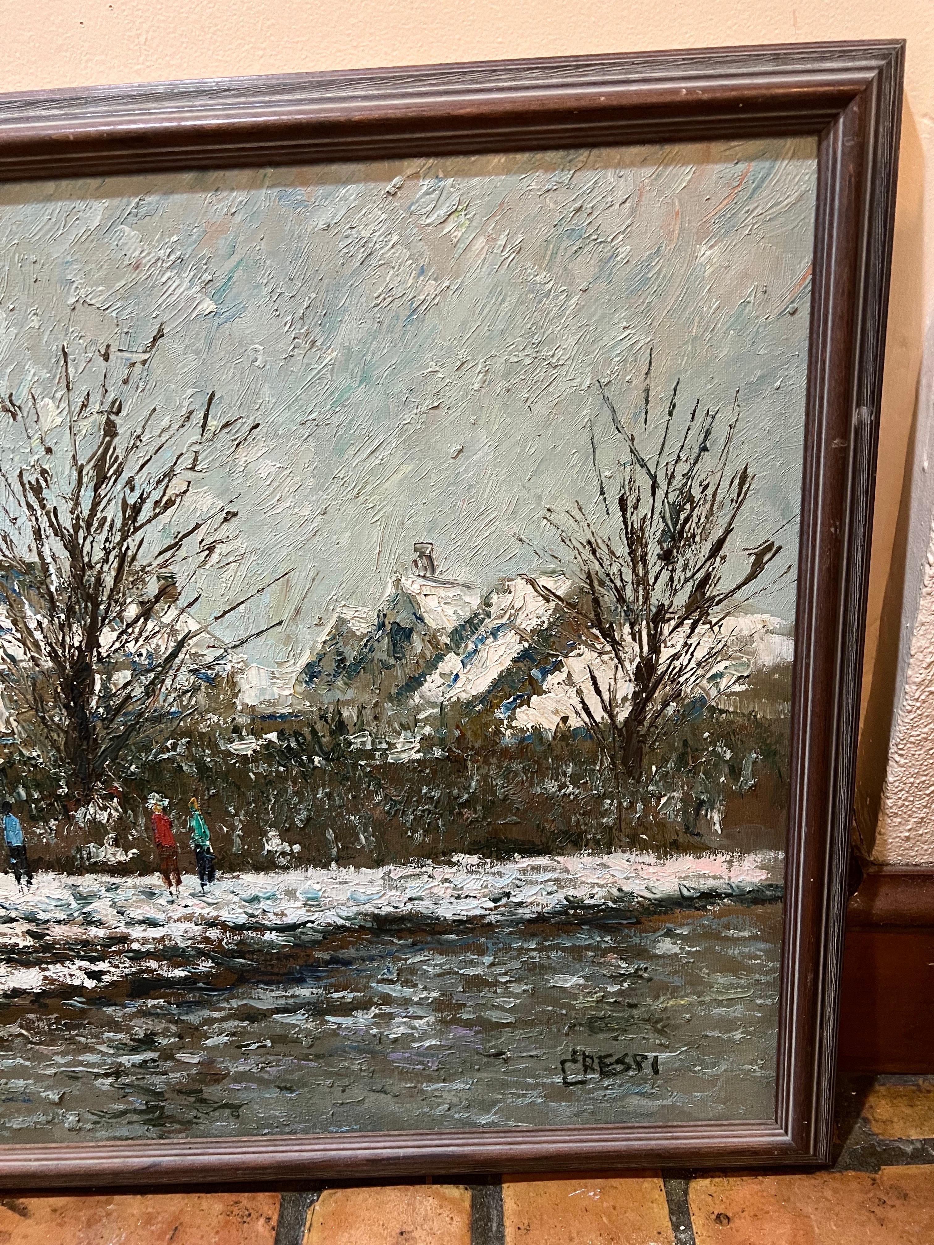 Impasto Winter Scene Oil on Canvas by American Artist David Crespi For Sale 8