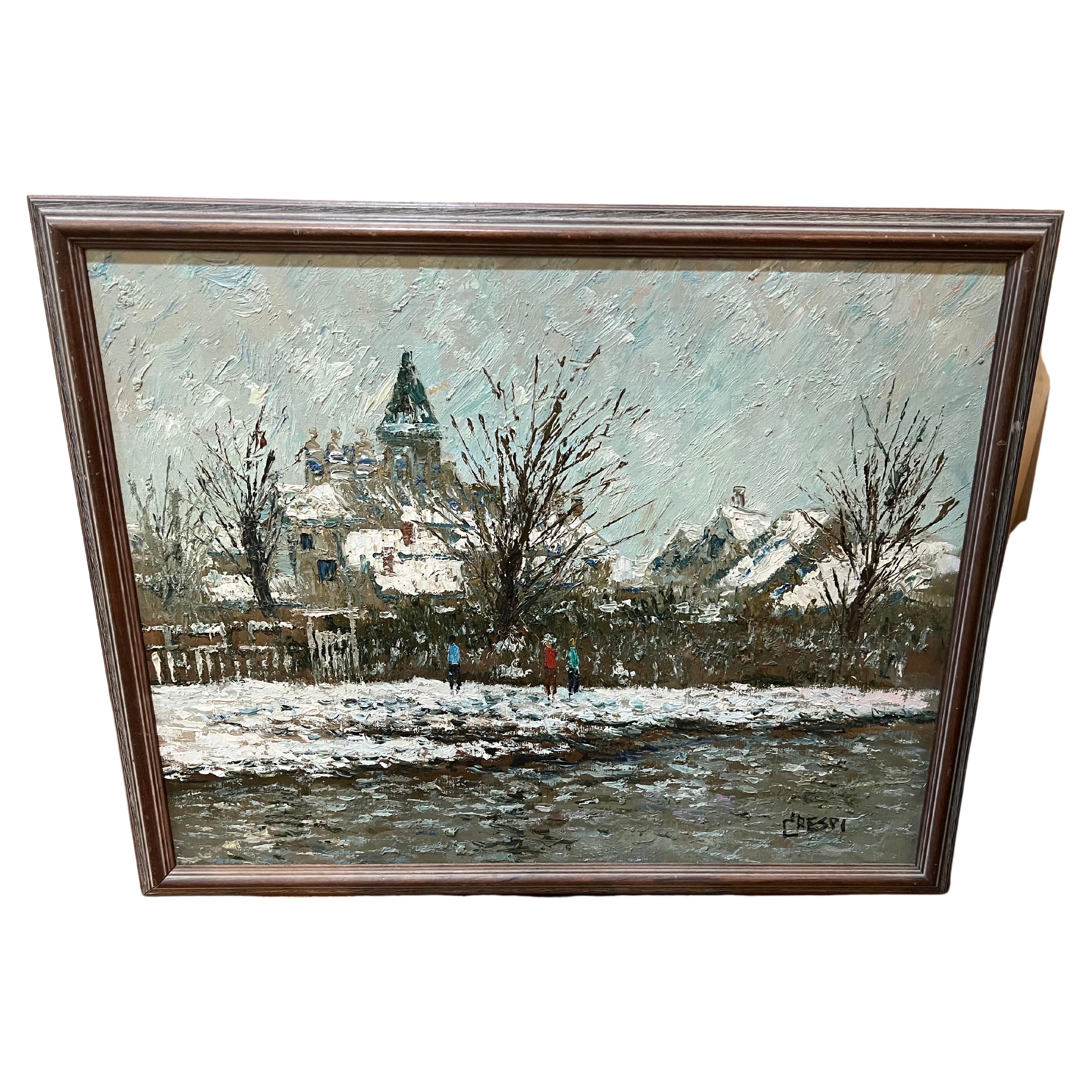 Impasto Winter Scene Oil on Canvas by American Artist David Crespi