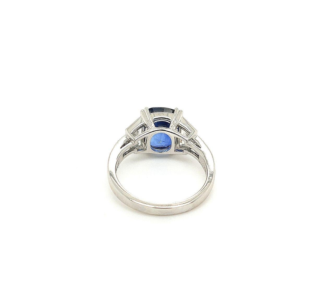 Cushion Cut Sophia D. 4.52 Carat Sapphire and Diamond Engagement Ring For Sale