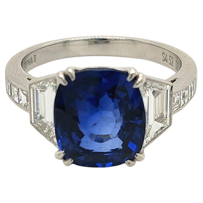 Sophia D. 4.52 Carat Sapphire and Diamond Engagement Ring For Sale