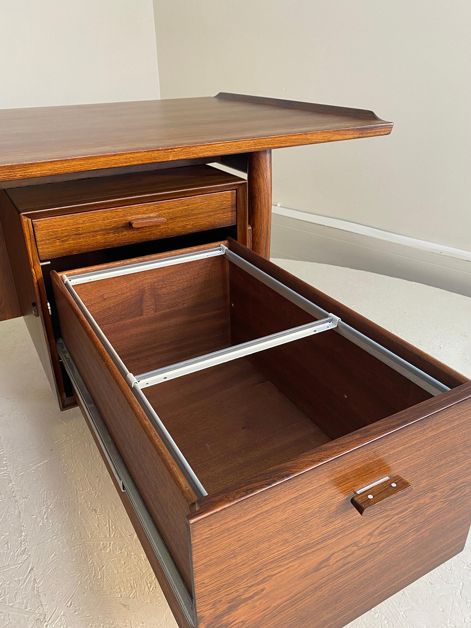 Impeccable and Complete Arne Vodder Desk and Return in Rosewood 8