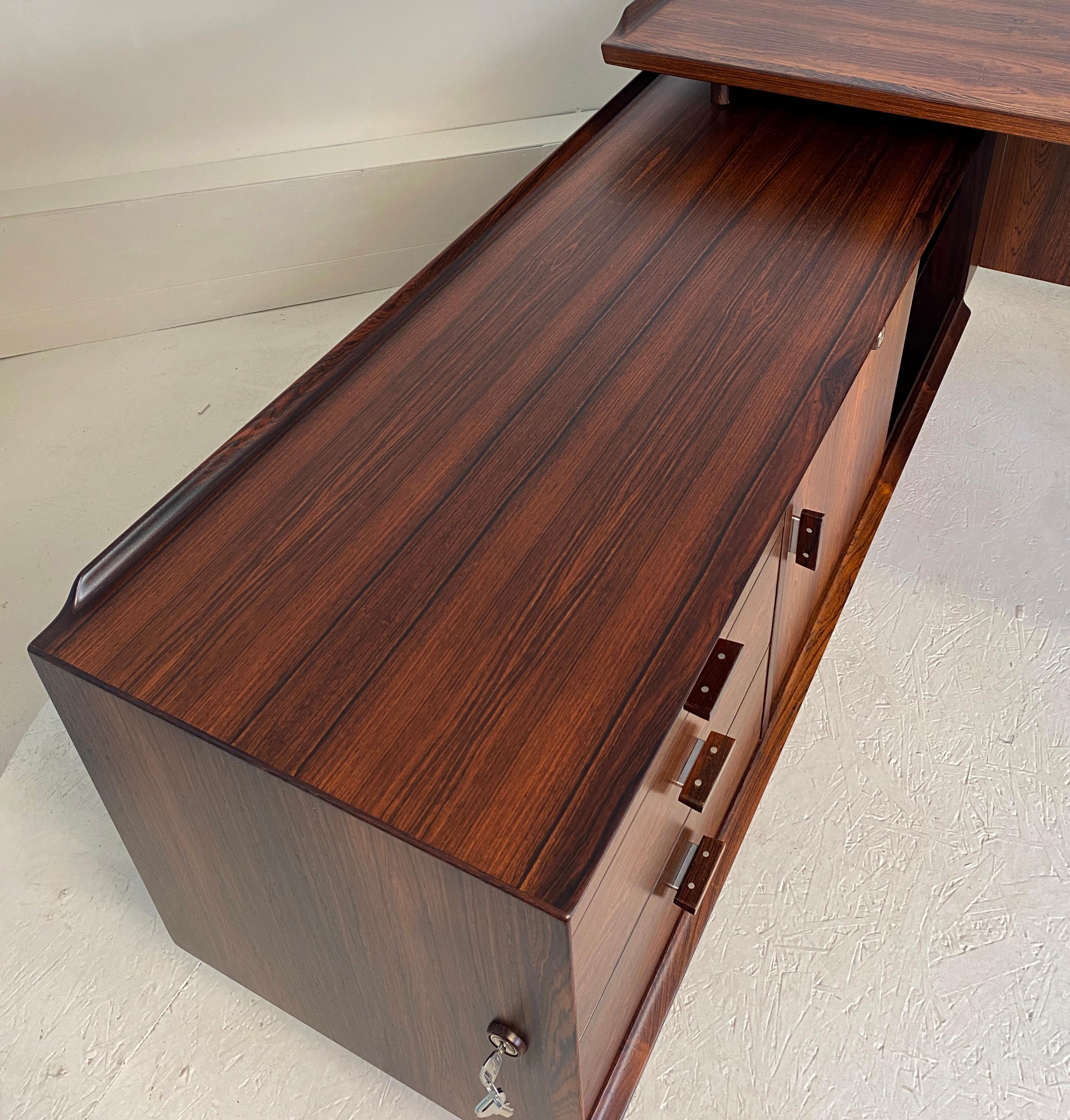 Impeccable and Complete Arne Vodder Desk and Return in Rosewood 9