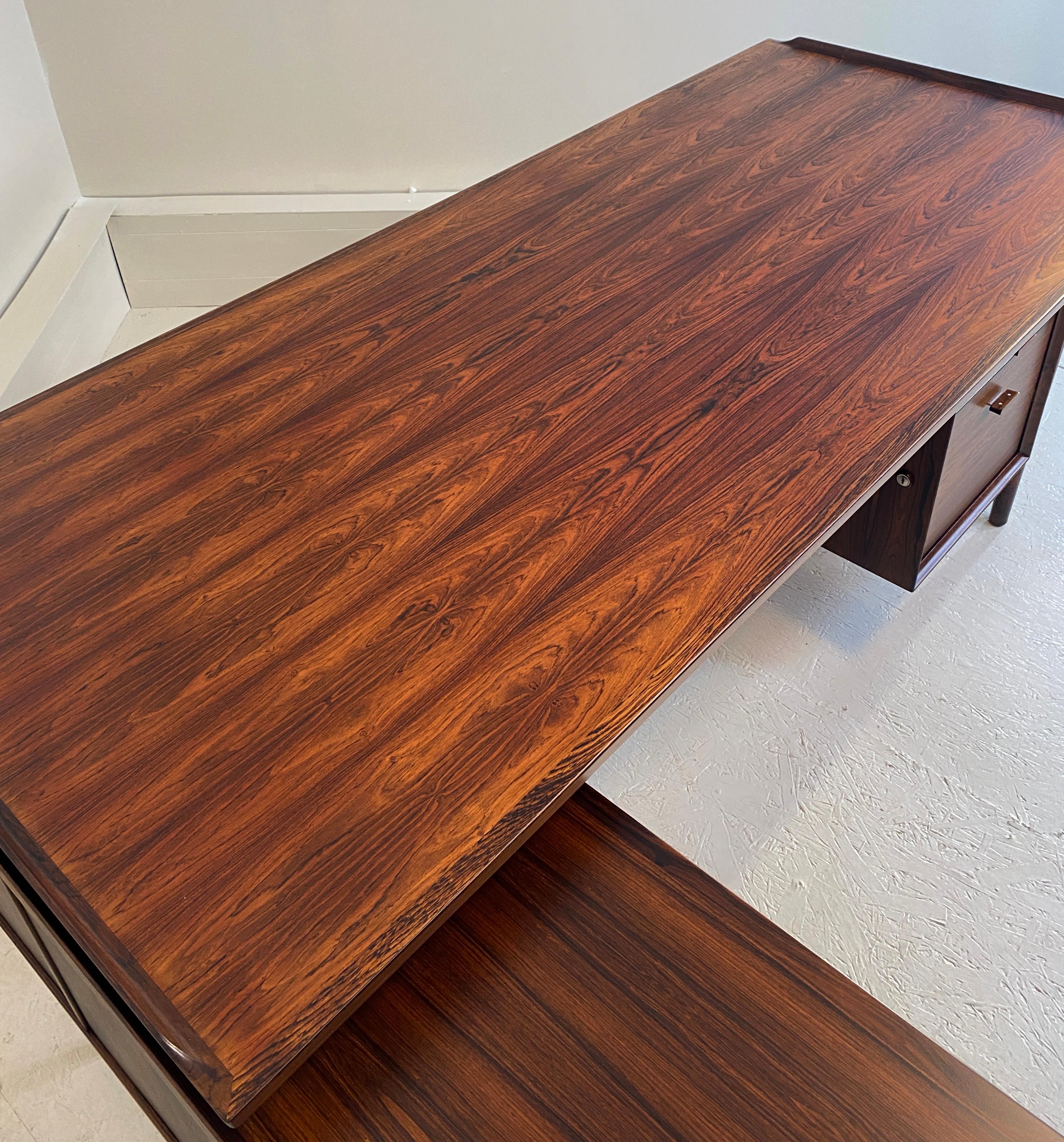 Impeccable and Complete Arne Vodder Desk and Return in Rosewood 10