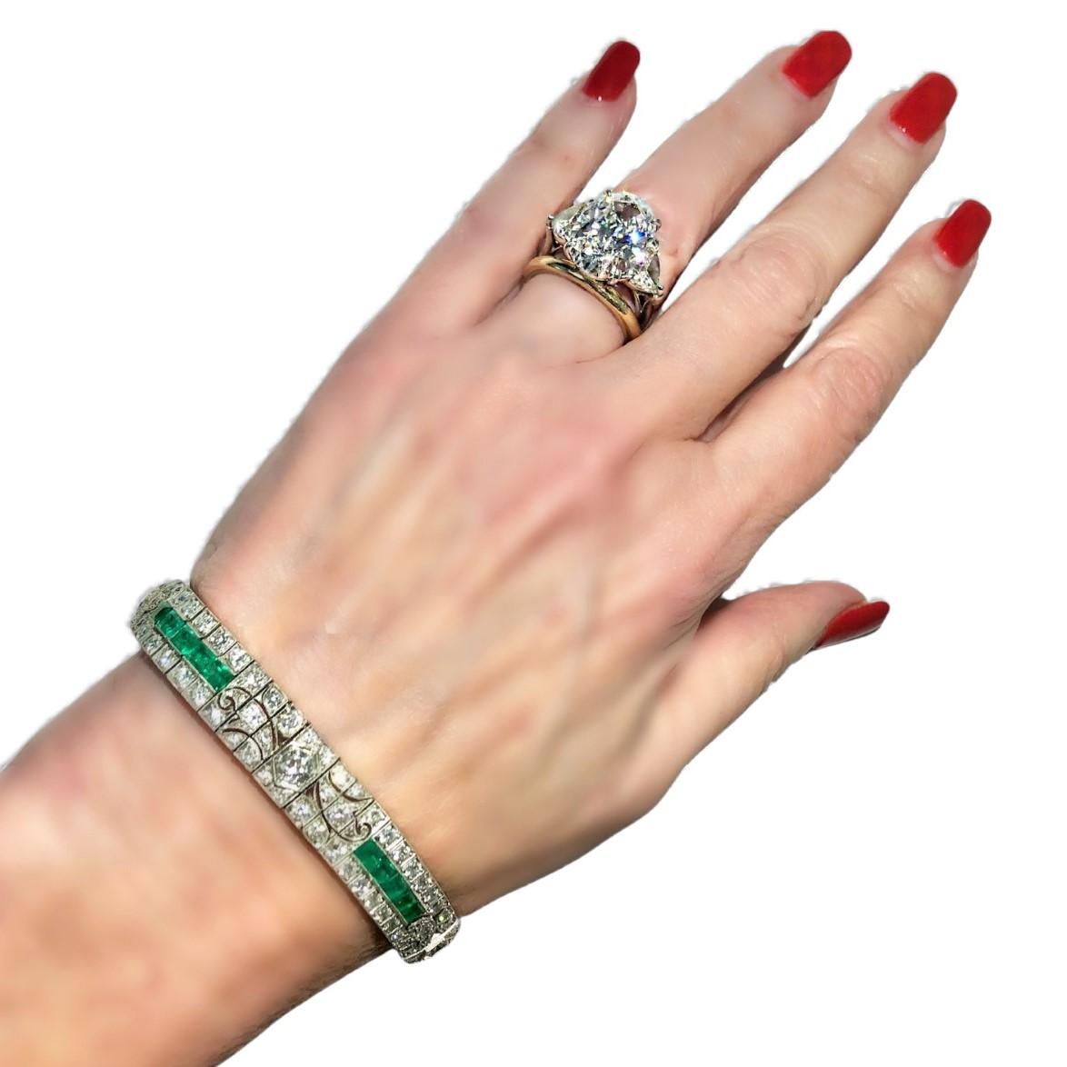 Impeccable Art Deco Diamond and Emerald Bracelet 6