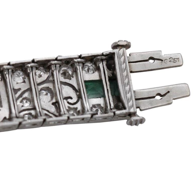 Impeccable Art Deco Diamond and Emerald Bracelet In Good Condition In Palm Beach, FL