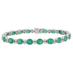 Incroyable bracelet de style Art déco en or blanc 18 carats avec émeraudes et diamants