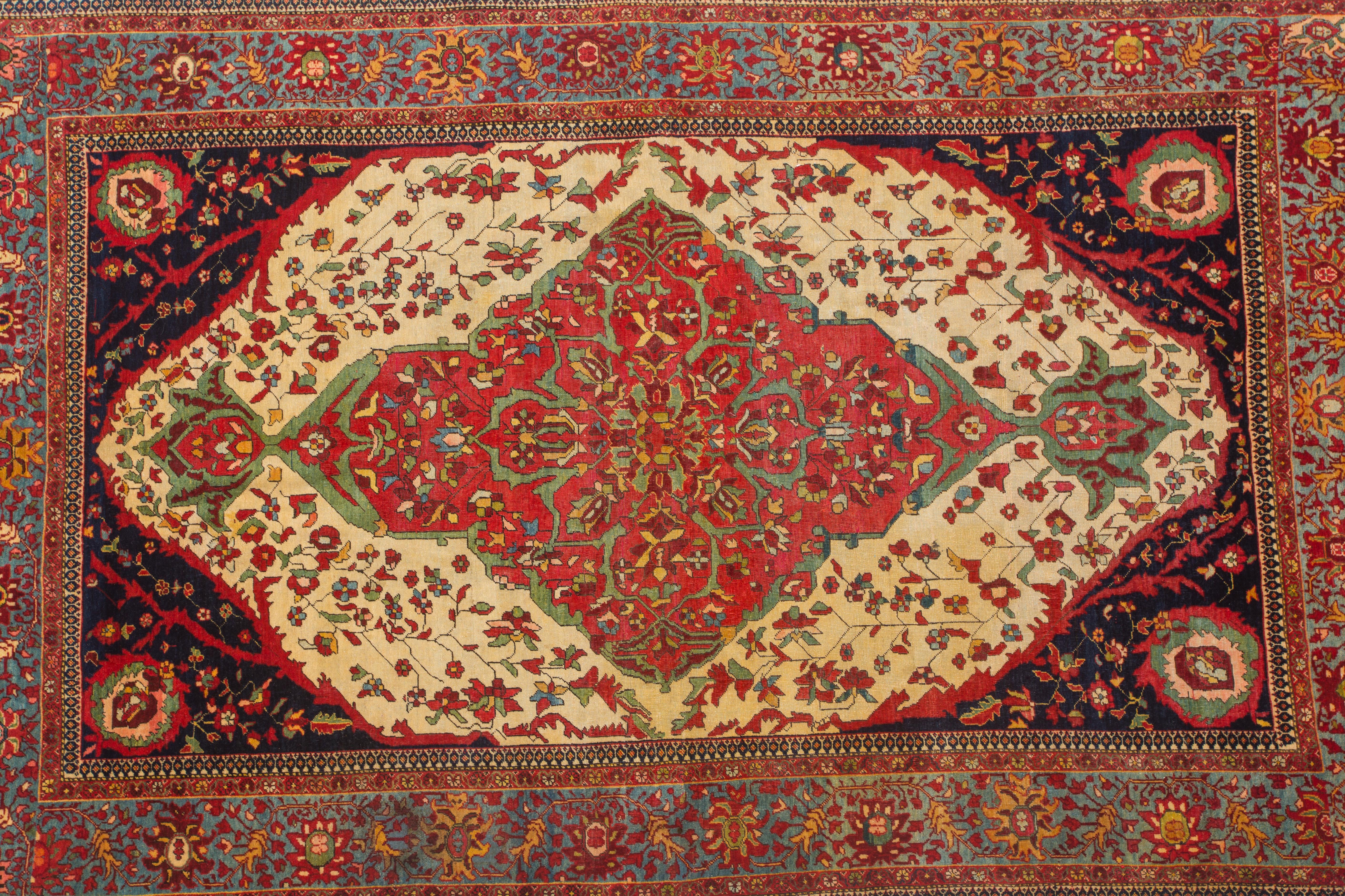 Einzigartige künstlerische antike Ferahan Sarouk-Fassung, 1880  im Angebot 4