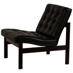 Impecable Silla Slipper de cuero negro de Ole Gjerløv-Knudsen para France & Søn