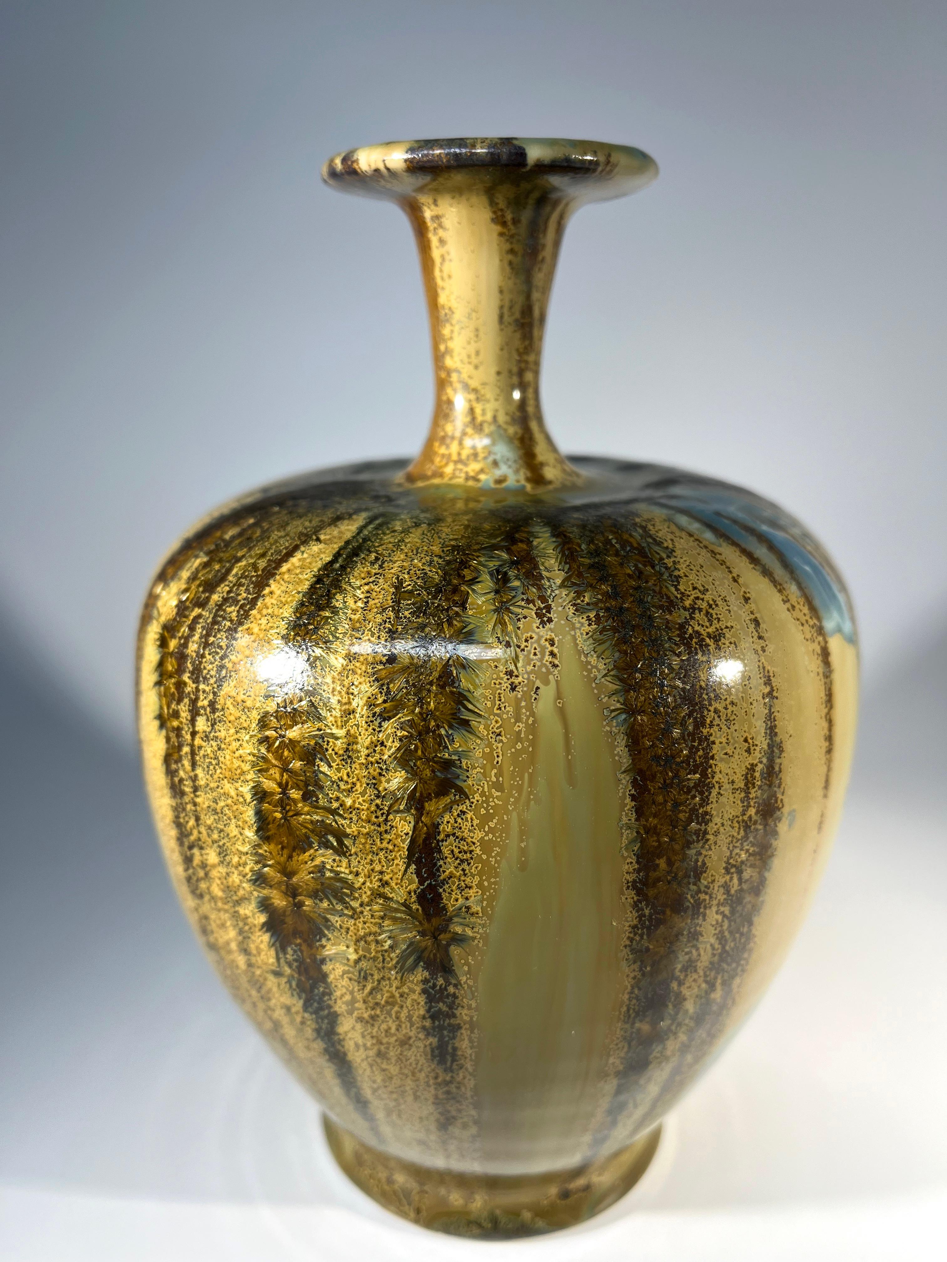 Ceramic Impeccable Crystalline Glaze Studio Pottery Vase By Maurice Young Sussex England For Sale