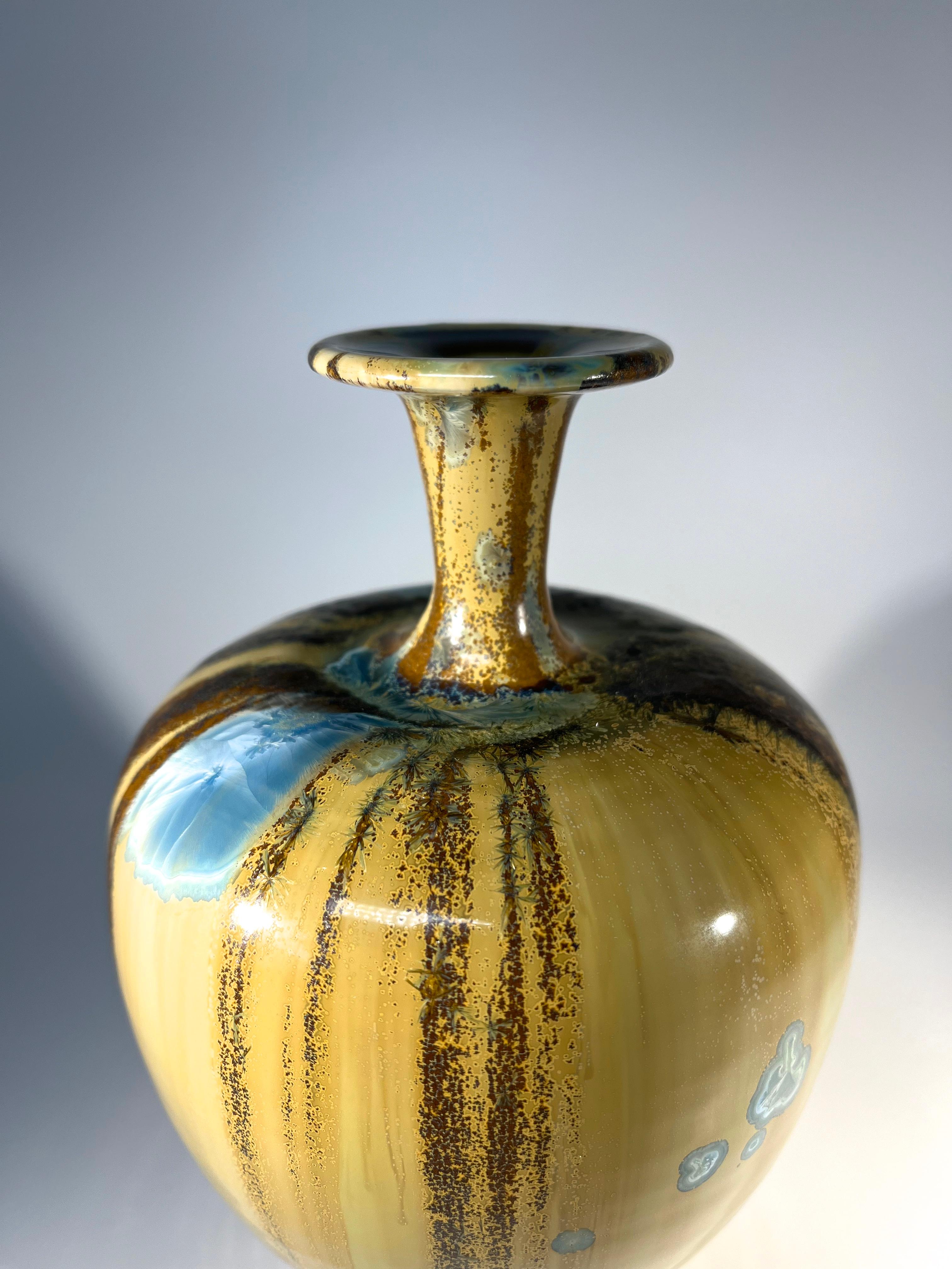 Impeccable Crystalline Glaze Studio Pottery Vase By Maurice Young Sussex England For Sale 1